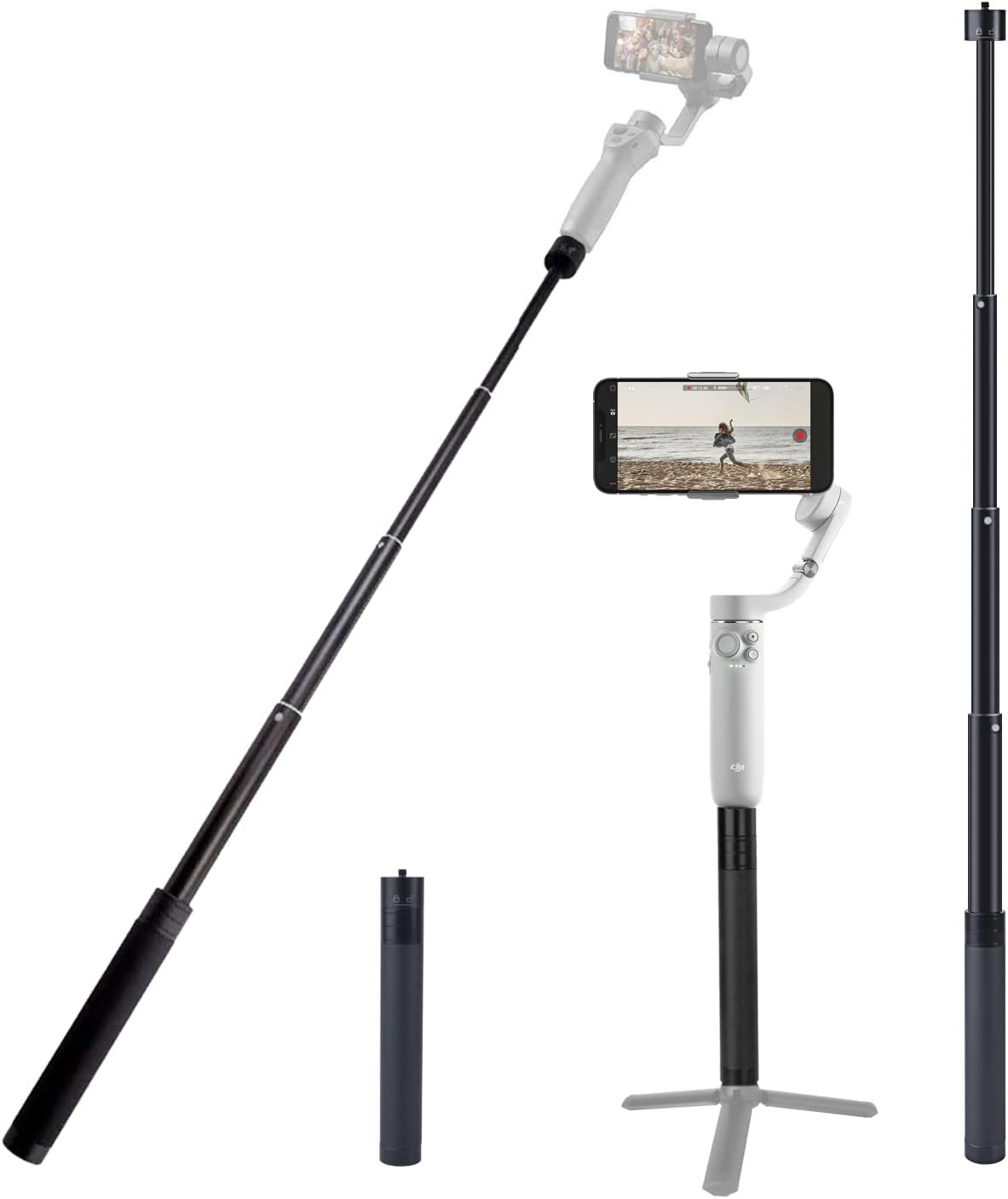 Extension Rod for Gimbal, 29in Selfie Stick Compatible with Gimbal Stabilizer DJI OM 5/4 Osmo Mobile 3 2/Feiyu/Zhiyun Smooth 5 Q & 4 and All Gimbles with 1/4" Thread Handheld Pole Go Pro Action Camera