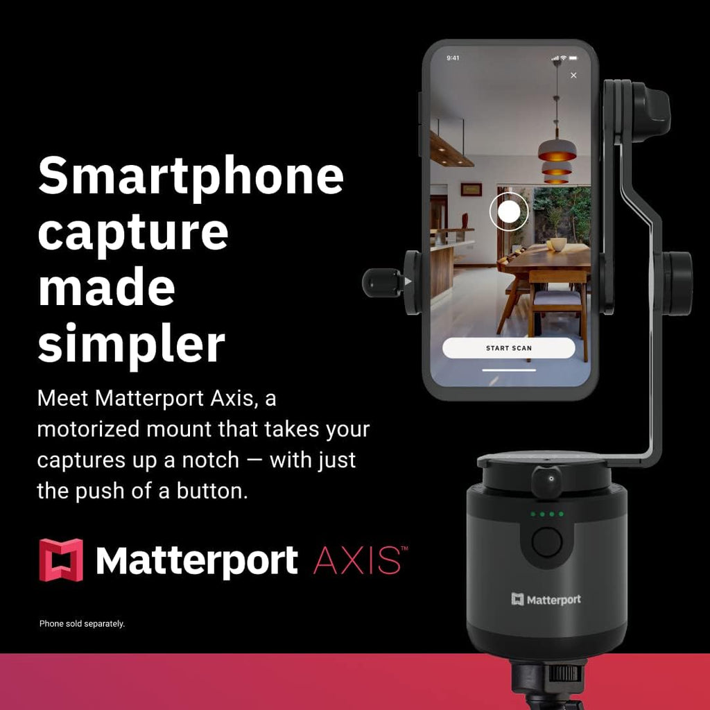Matterport Axis Gimbal Stabilizer - Motorized Rotating Mount for Professional 3D Virtual Tour 360 Photo Scans with Portable and Foldable Tripod