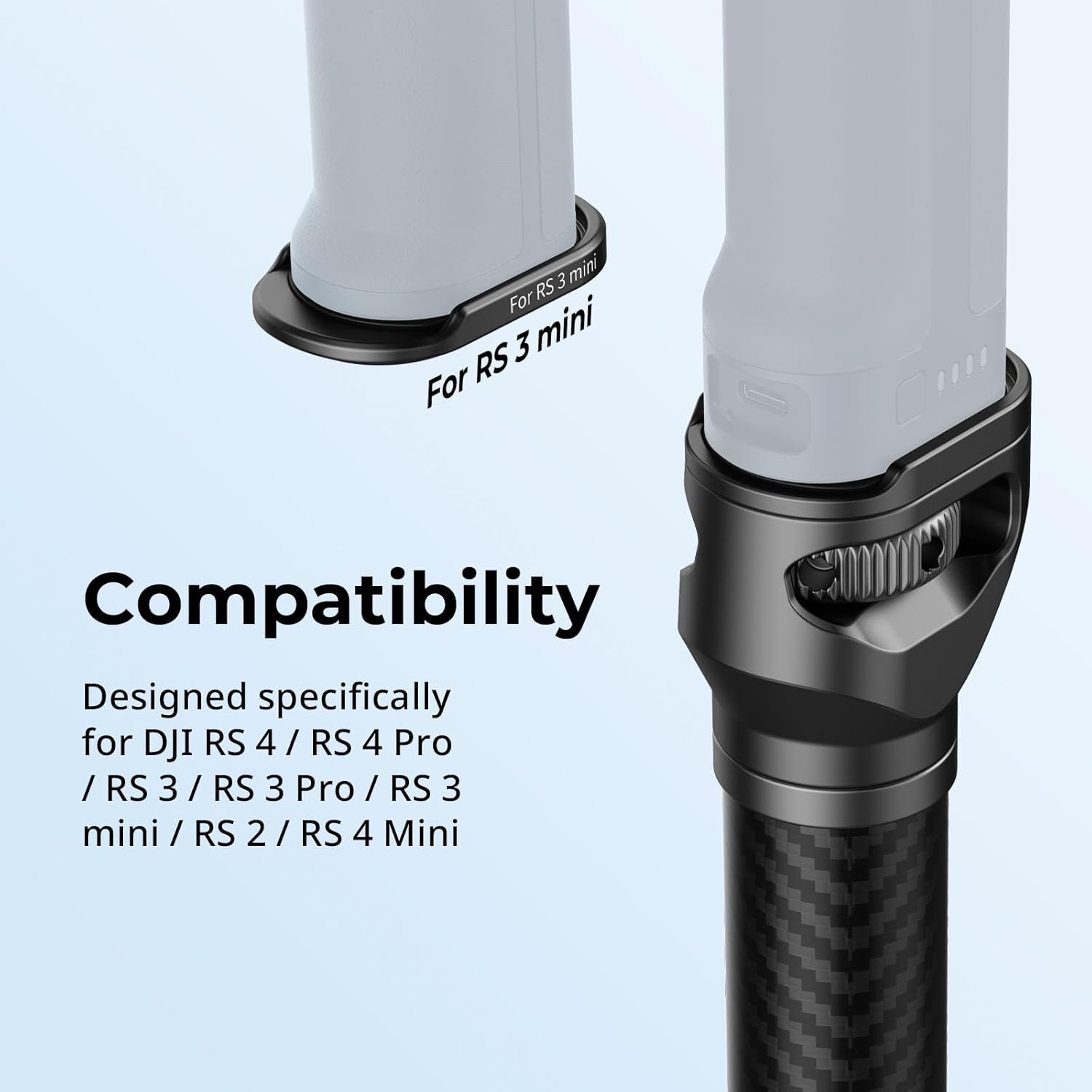 SmallRig Gimbal Extension Pole, 15" / 37cm Carbon Fiber Stabilizer Extension Arm with Anti-Deflection Baffle and 1/4-20" Screw for DJI RS 4 Mini/RS 4 / RS 4 Pro/RS 3 / RS 3 Pro/RS 3 mini/RS 2