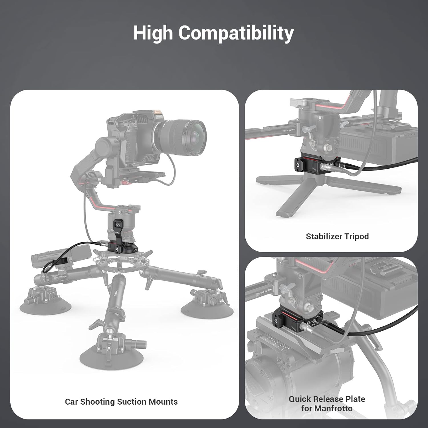 SMALLRIG Power Supply Base Plate for DJI RS 2 / RS 3 Pro/RS 4 Pro Gimbal, External Power Solution for DJI RS 2 / RS 3 Pro/RS 4 Pro