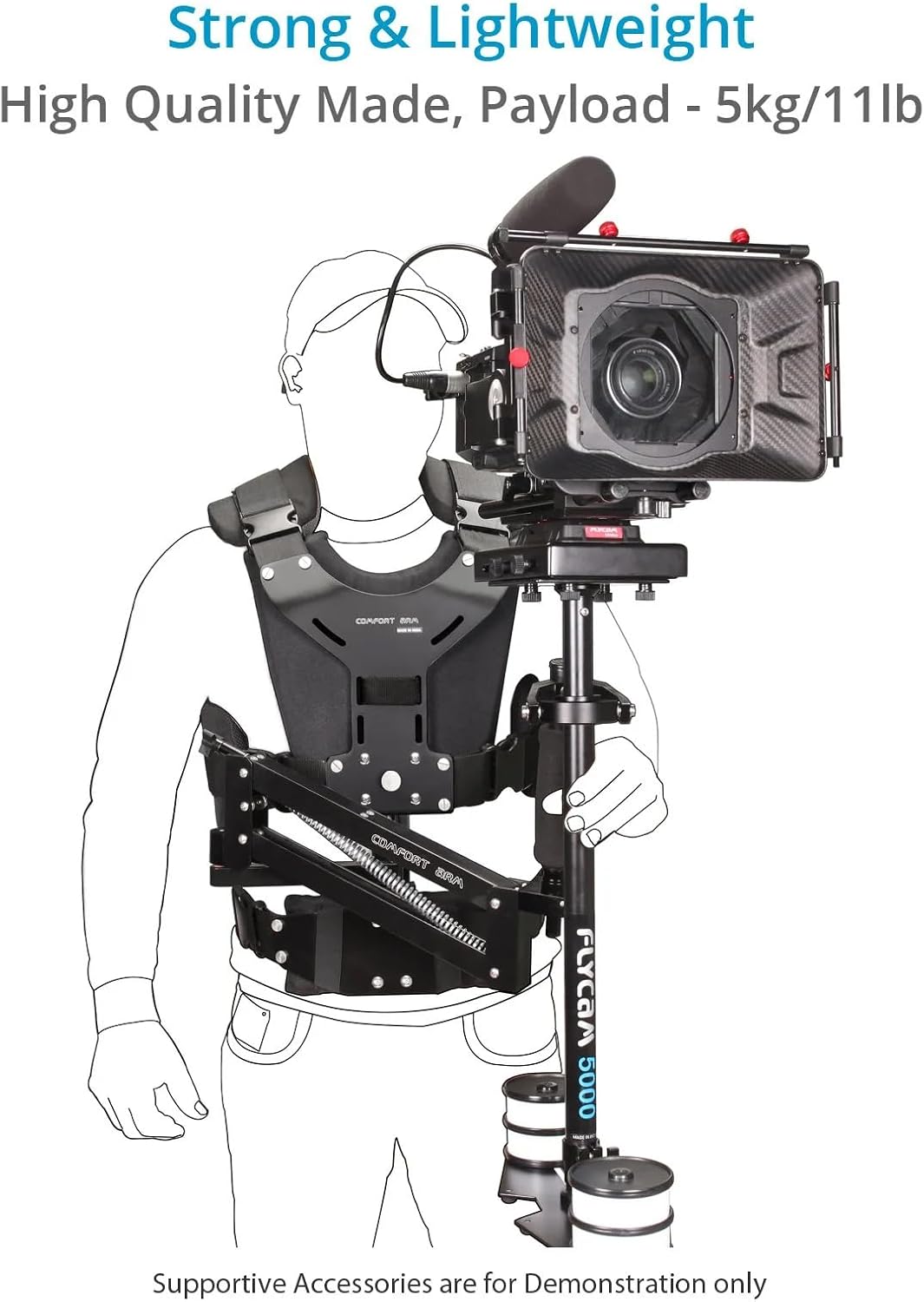 FLYCAM Comfort Stabilizing Arm & Vest for Flycam 5000/3000/DSLR Nano Handheld Camera Video Steadycam Stabilizer up to 5kg | Stabilization Body Mount System for camcorders Stabilization (CMFT-AV)