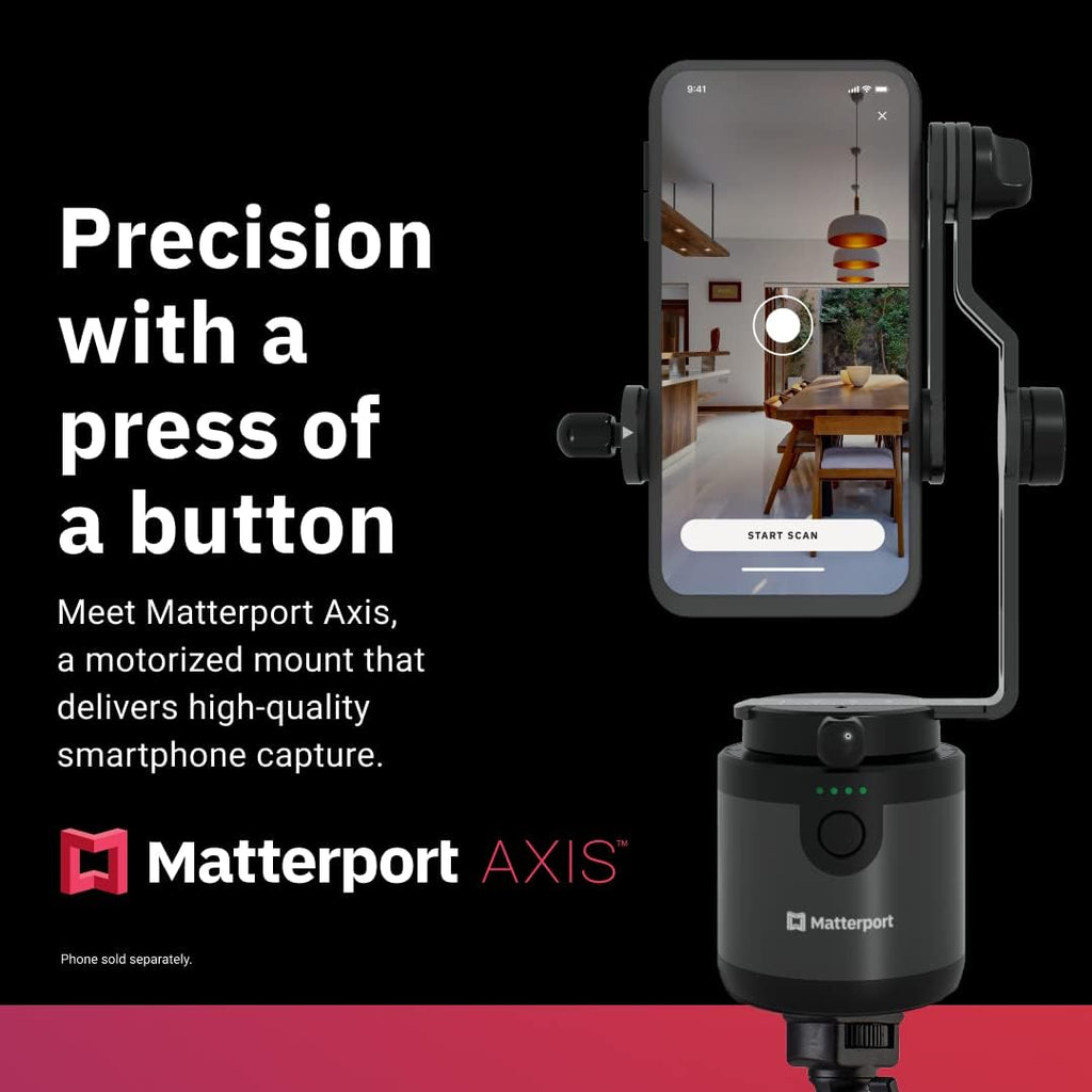 Matterport Axis Gimbal Stabilizer - Motorized Rotating Mount for Professional 3D Virtual Tour 360 Photo Scans with Portable and Foldable Tripod