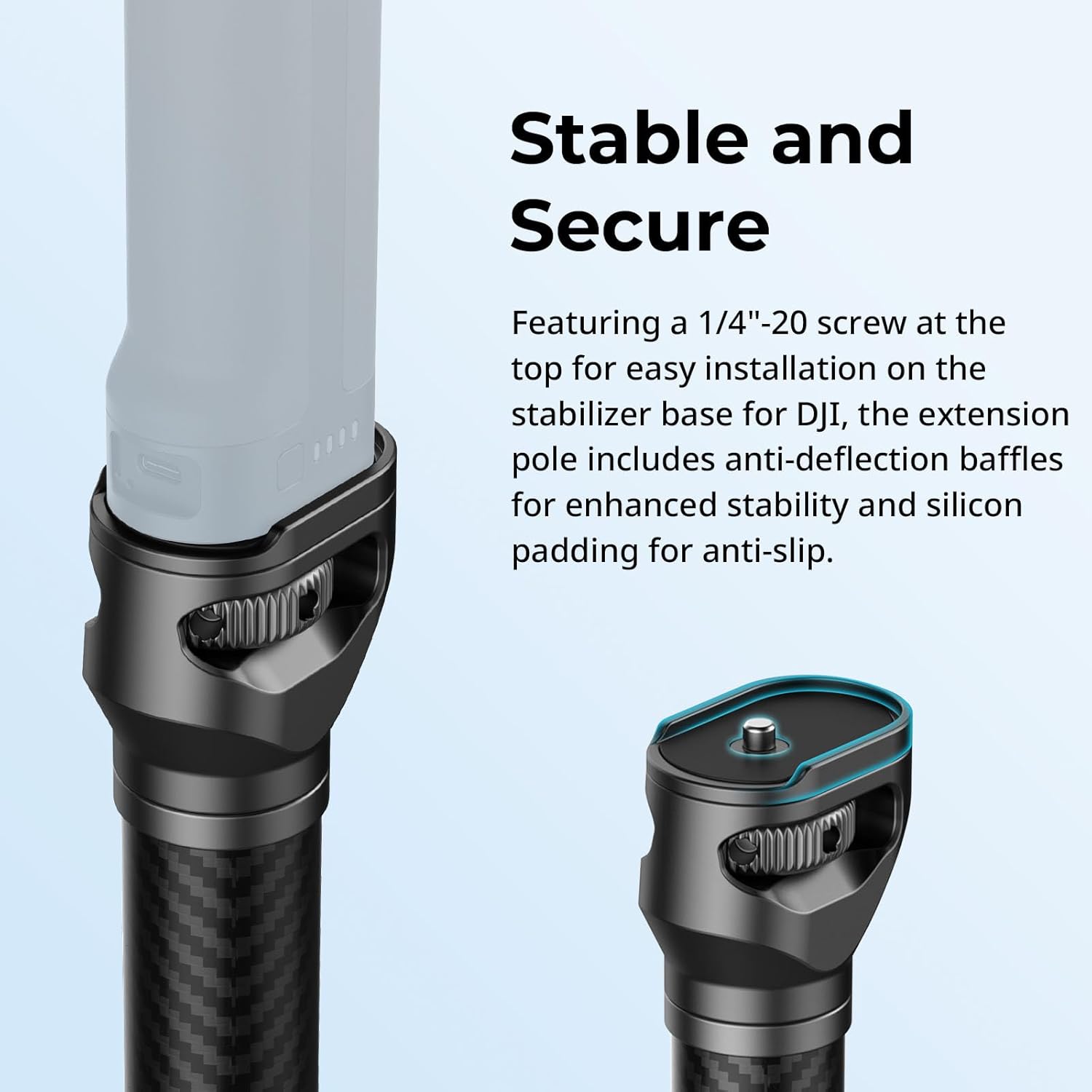 SmallRig Gimbal Extension Pole, 15" / 37cm Carbon Fiber Stabilizer Extension Arm with Anti-Deflection Baffle and 1/4-20" Screw for DJI RS 4 Mini/RS 4 / RS 4 Pro/RS 3 / RS 3 Pro/RS 3 mini/RS 2