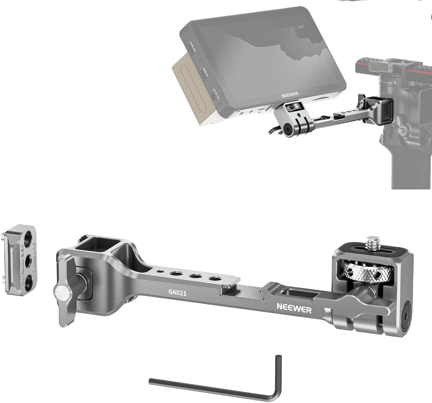 NEEWER NATO Monitor Mount for RS Gimbal, 360° Rotatable Field Monitor Holder with NATO Clamp, Cold Shoe, 1/4" Threads, Compatible with DJI RS4 RS4 PRO RS 3 RS 3 PRO RS 2 RSC 2 Ronin-S Ronin-SC, GA021