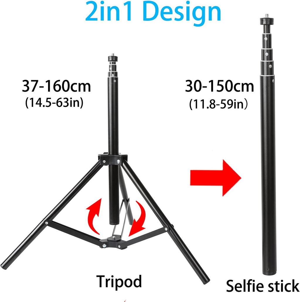 PellKing 2in1 Tripod Extension Rod 59in Adjustable Selfie Stick with Phone Clip for DJI OM4 SE 5/Osmo Mobile 6 3 2/Feiyu Zhiyun and More Hand Held Gimbal Stabilizer Accessories