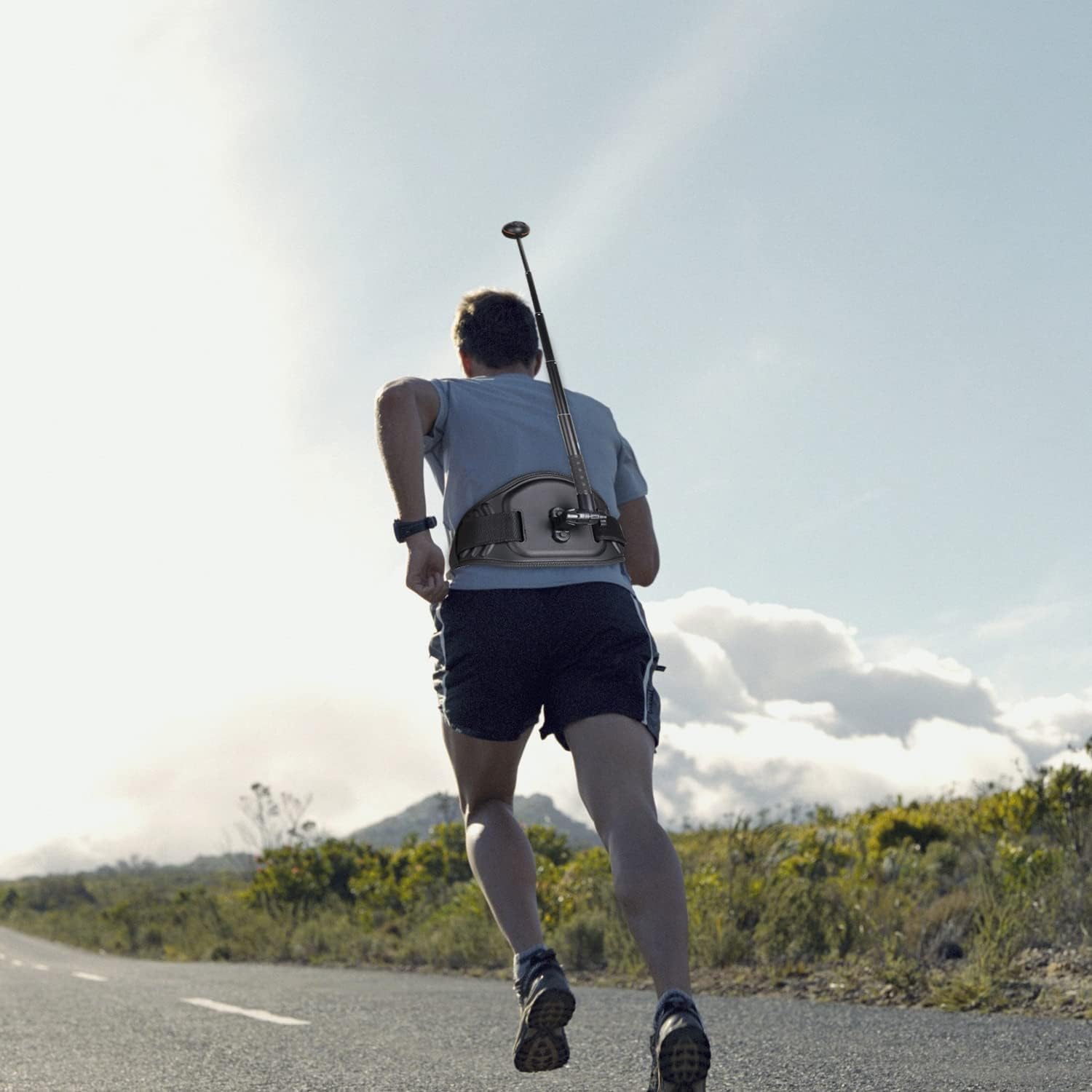 LICHIFIT Camera Waist Belt + 1.2m Selfie Stick for GoPro for Insta360 for Fusion Action Camera/Panorama Camera Outdoor Holder Waistband Waist Mount Bracket Strap