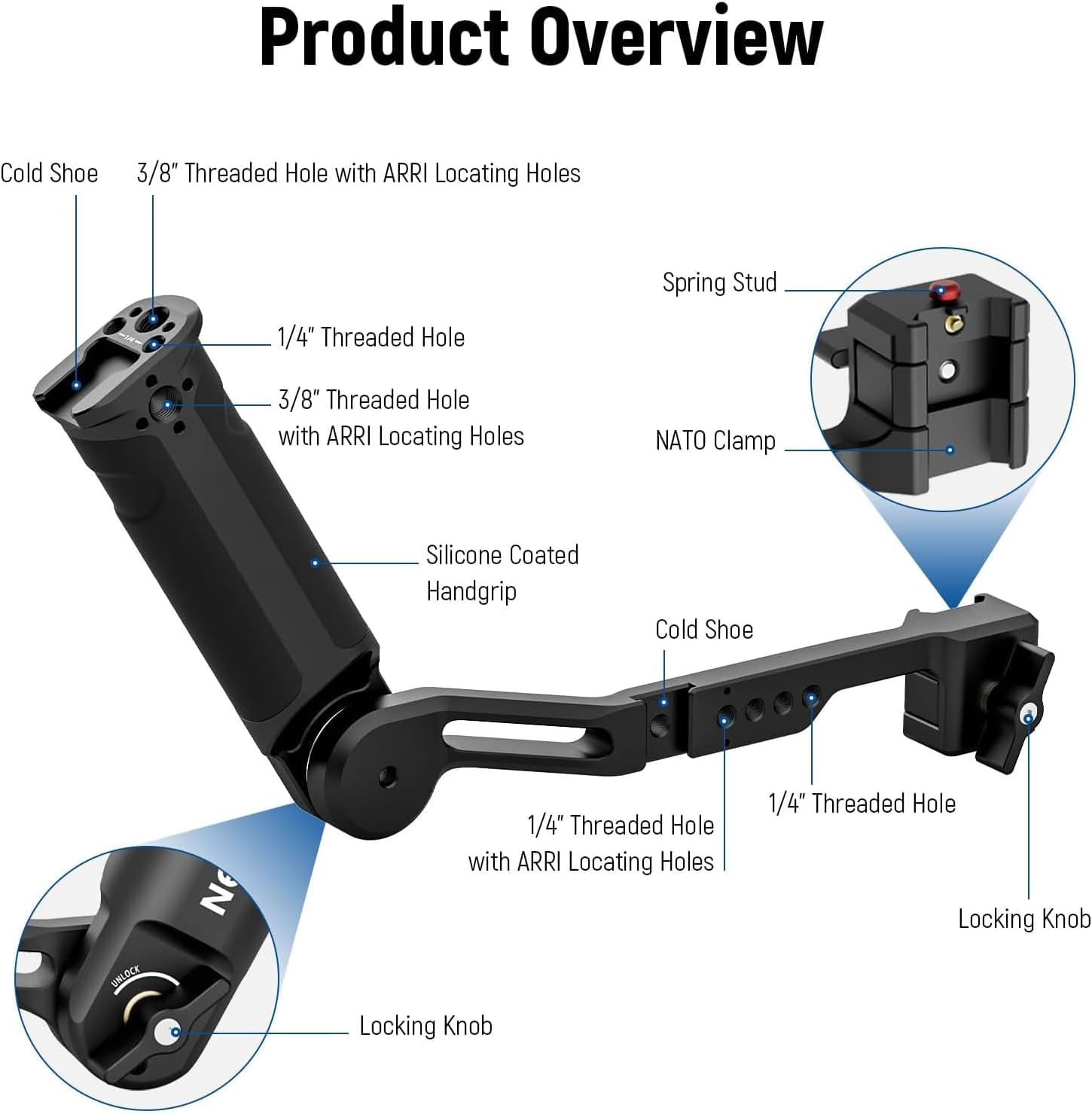 NEEWER Adjustable Sling Handle Grip Compatible with DJI Ronin RS4 RS3 Mini RS 3 Pro RS 2 RSC 2 Gimbal Stabilizer for Low Angle Shot, Max Load 13.2lb, ST49