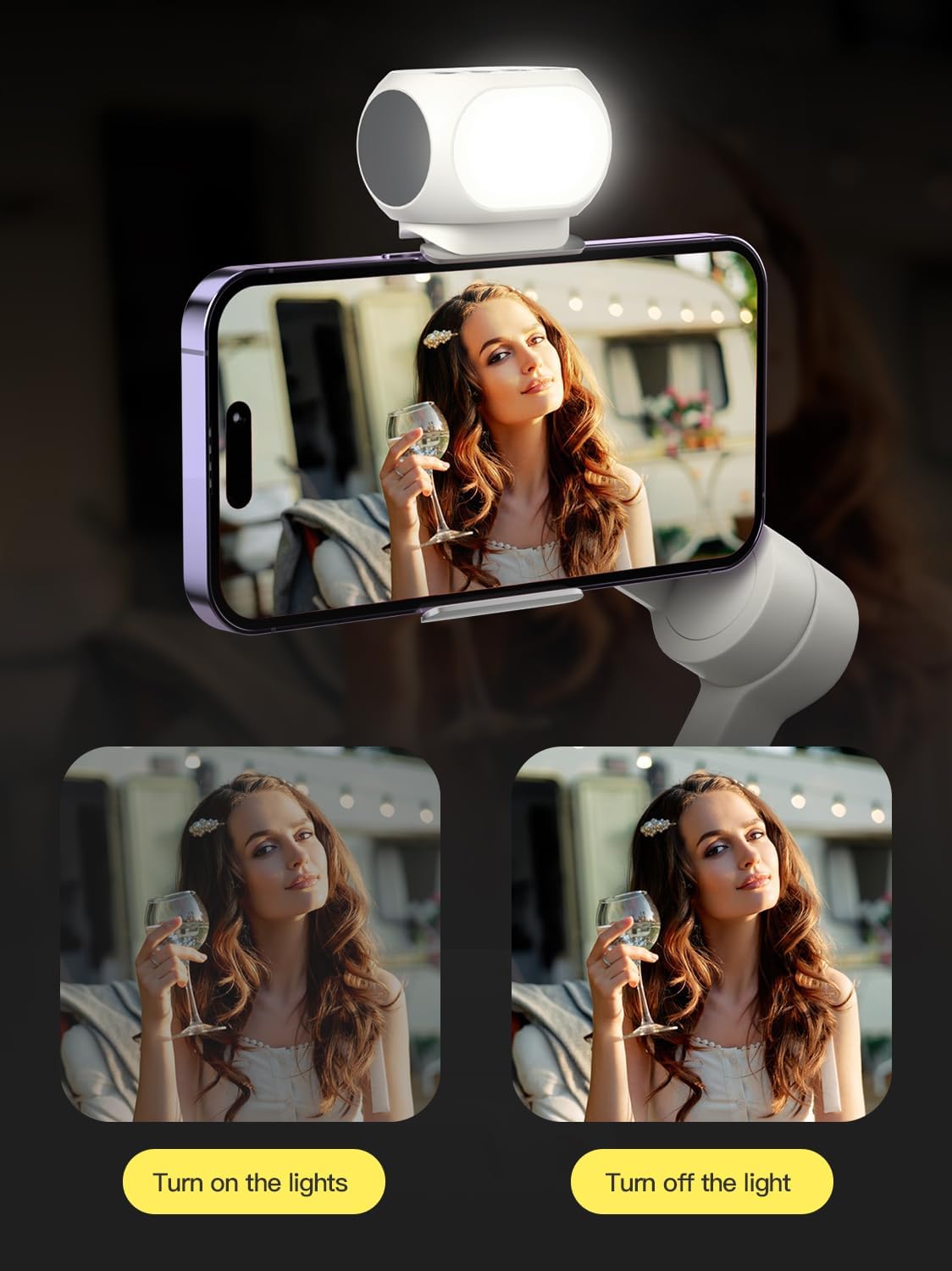 Magnetic Light for DJI Gimbal Small Video Light for Gimbal - USB-C Rechargeable, 3 Modes, 10 Brightness Levels, Compact DJI Light Attachment