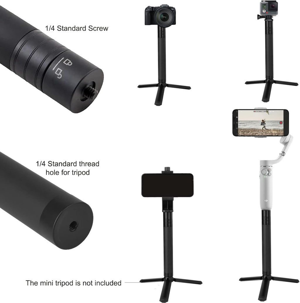 Extension Rod for Gimbal, 29in Selfie Stick Compatible with Gimbal Stabilizer DJI OM 5/4 Osmo Mobile 3 2/Feiyu/Zhiyun Smooth 5 Q & 4 and All Gimbles with 1/4" Thread Handheld Pole Go Pro Action Camera