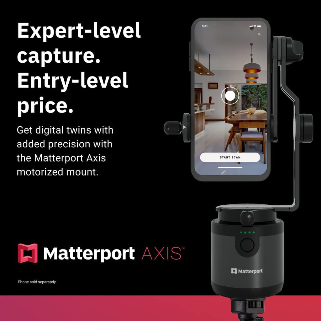 Matterport Axis Gimbal Stabilizer - Motorized Rotating Mount for Professional 3D Virtual Tour 360 Photo Scans with Portable and Foldable Tripod