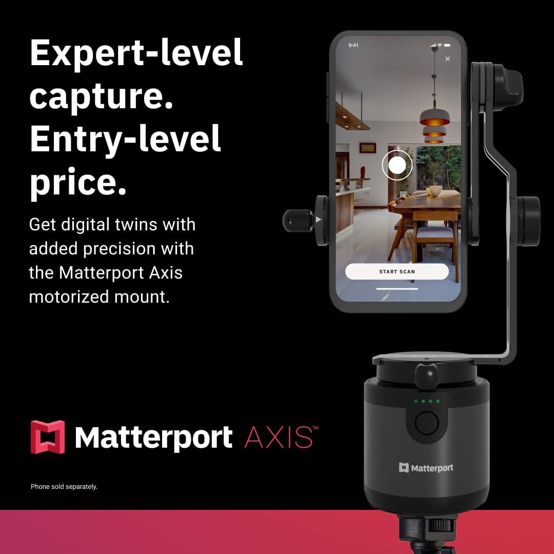 Matterport Axis Gimbal Stabilizer - Motorized Rotating Mount for Professional 3D Virtual Tour 360 Photo Scans with Portable and Foldable Tripod