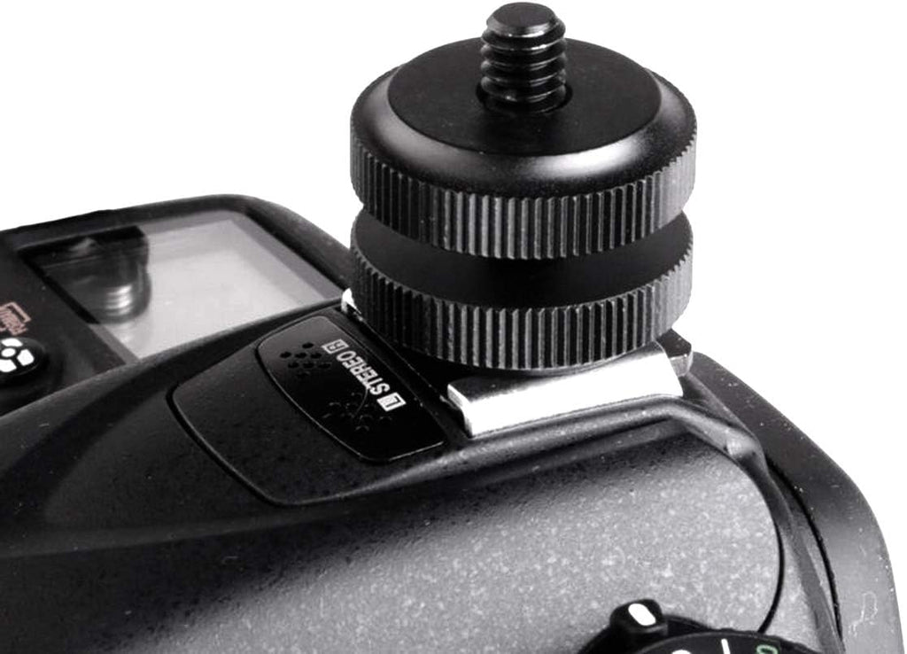 (2 Packs) Fotasy Hot Shoe to 1/4 Adapter, Camera Hot Shoe Mount Adapter, Flash Shoe to 1/4"-20 Male Post Adapter with Locking Disk