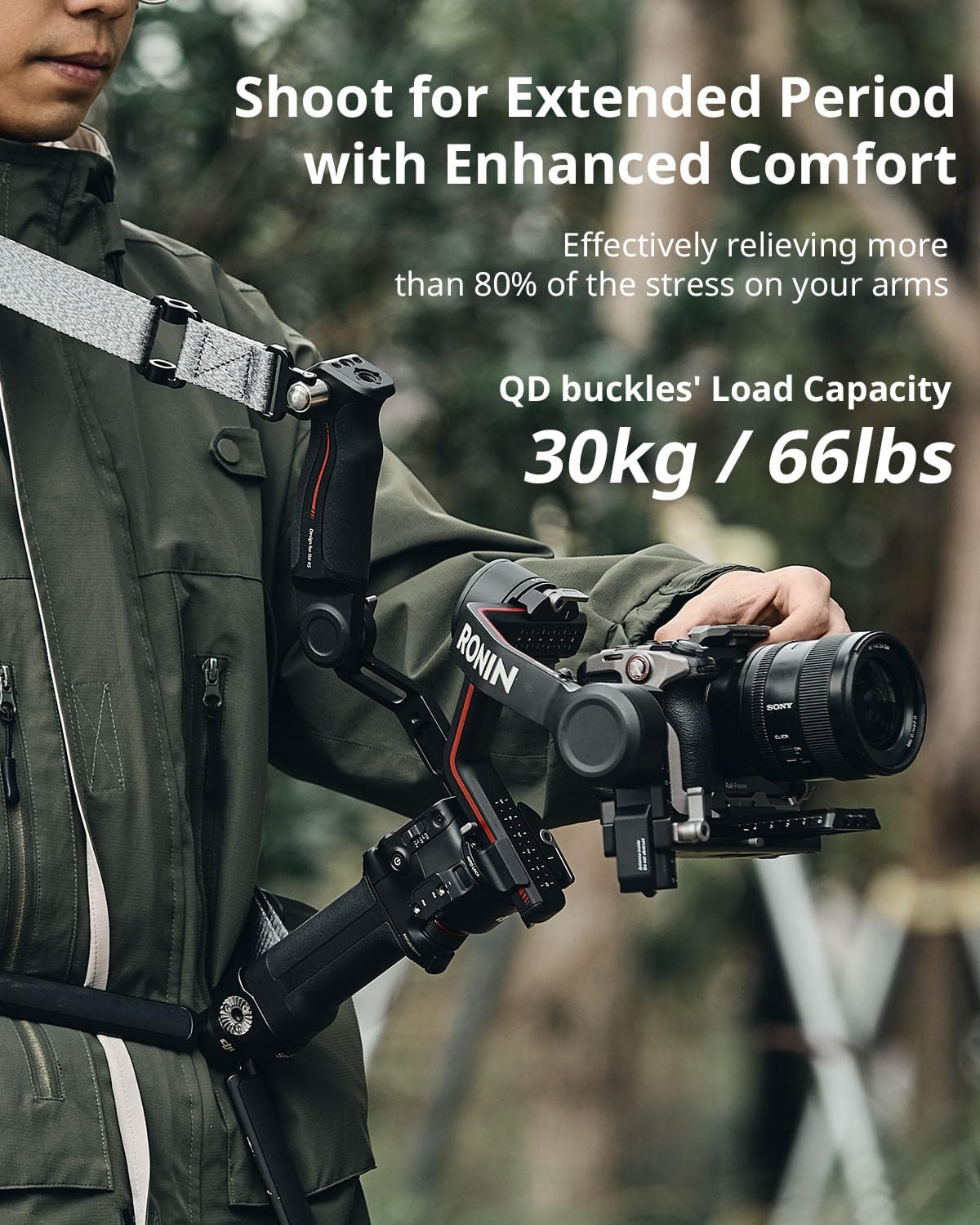 SmallRig RS3 RS2 Weight-Reducing Shoulder Strap Compatible with Sling Handle for DJI, Gimbal Belt with Upgraded QD Quick Release Buckles for DJI RS4 / RS4 Pro/RS 3 / RS 3 Pro/RS 2