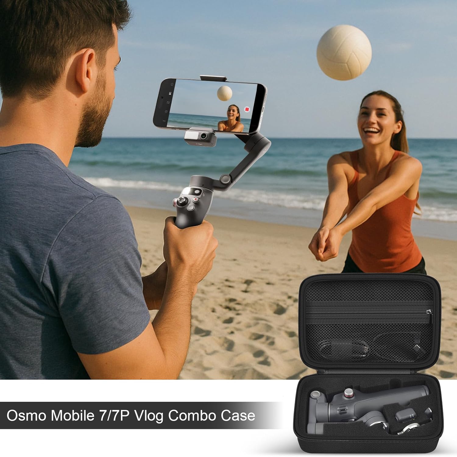 Comecase Osmo Mobile 7P Case Compatible with DJI Osmo OM 7 Pro/7 Gimbal Stabilizer, Travel Bag with Mesh Pocket & Sponge Padding for DJI Osmo Mobile 7/7P Accessories -Black