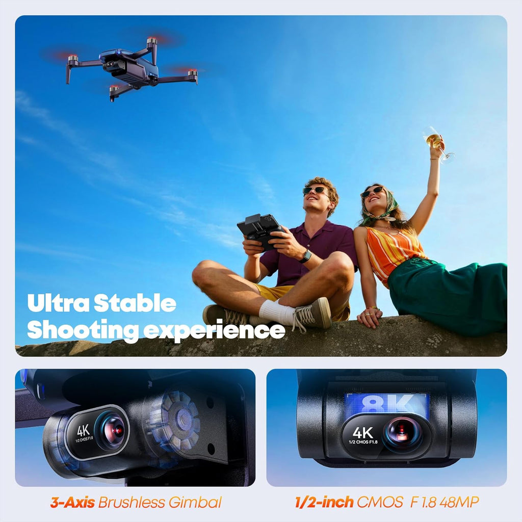 V11MINI 4K,Drones with Camera for Adults 4K Video 8K Photo,Under 249g,3-Axis Gimbal,20000ft FPV Transmission,Vertical Shooting,GPS with Beeper,for Adults,Beginner,Fly More Combo(96-Min Flight)