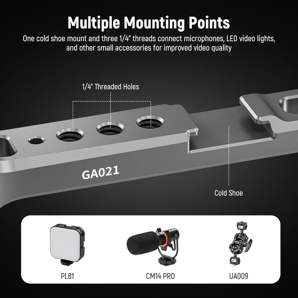 NEEWER NATO Monitor Mount for RS Gimbal, 360° Rotatable Field Monitor Holder with NATO Clamp, Cold Shoe, 1/4" Threads, Compatible with DJI RS4 RS4 PRO RS 3 RS 3 PRO RS 2 RSC 2 Ronin-S Ronin-SC, GA021