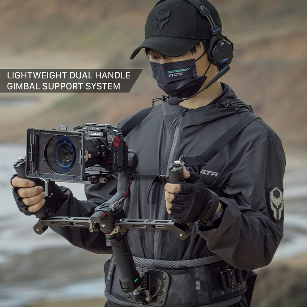 Tilta Lightweight Dual Handle Gimbal Support System | Compatible with DJI Ronin RS3 Pro/ RS4/ RS4 Pro | Ergonomic Support for Long Shoots | GSS-T04-DHB2 (Support Vest with Handles)