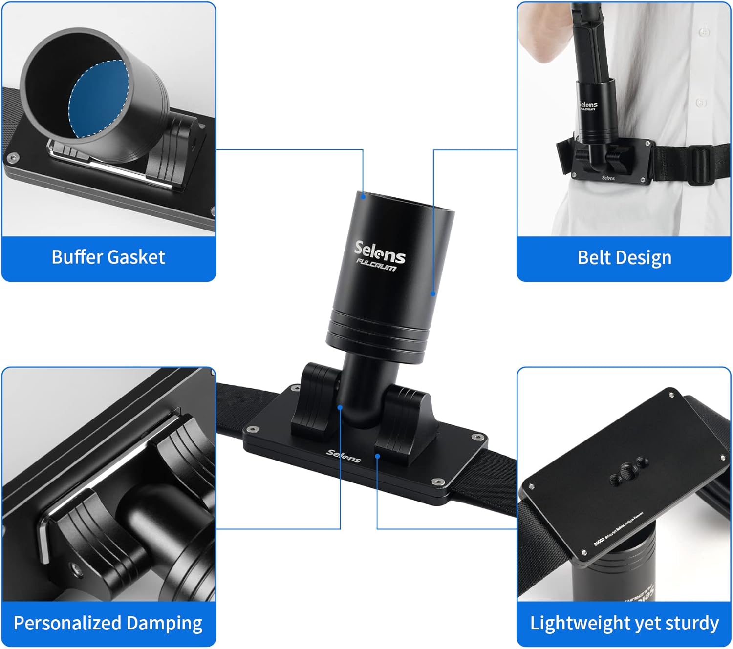 Selens Camera Gimbal Belt, Gimbal Stabilizer Weight Support Hip Belt Waist Mount for Long Standing Filming, Compatible with Ronin S DJI RS2/RSC2, Zhiyun Crane 2, Crane Plus, Moza Air 2, AirCross