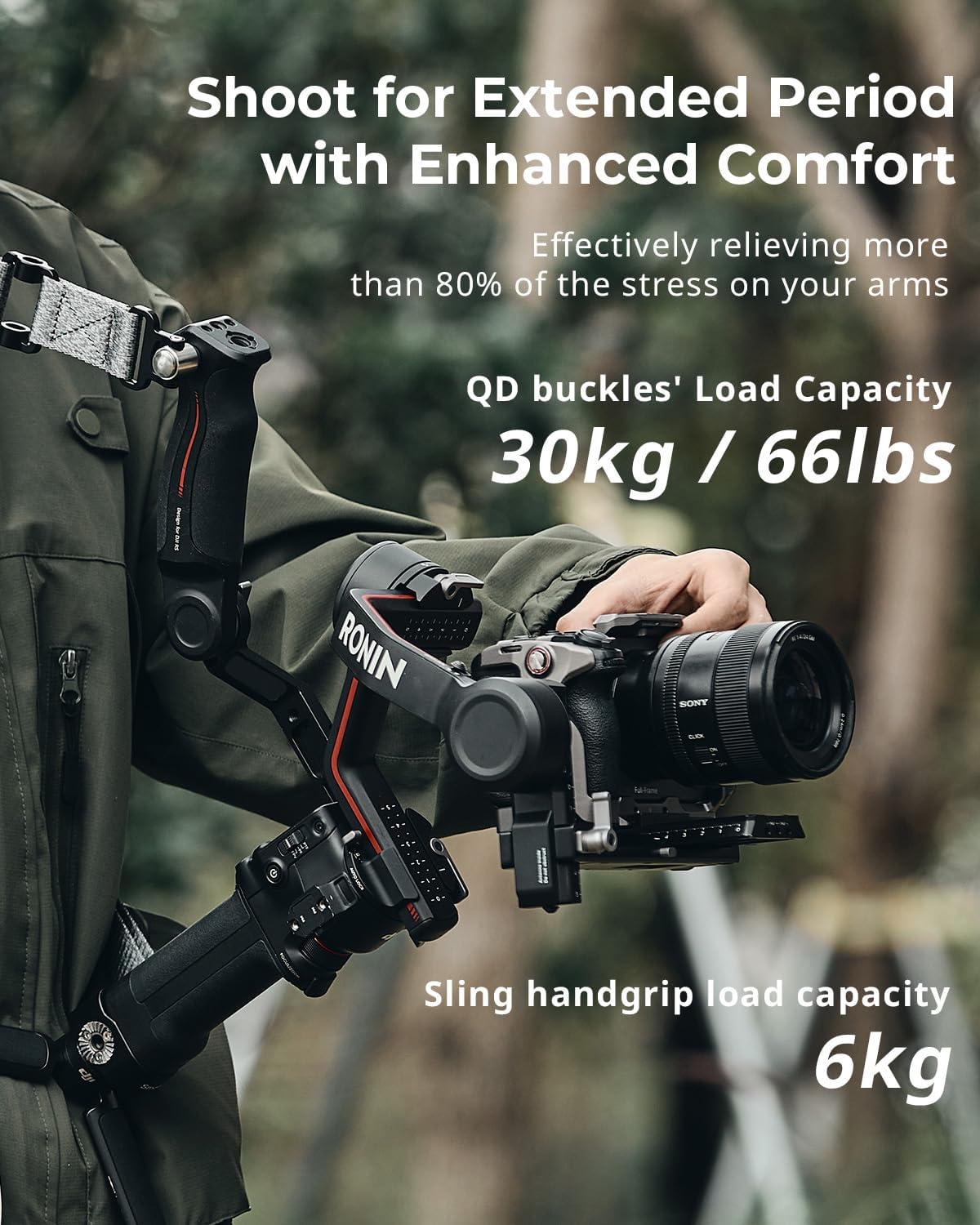 SmallRig Adjustable Sling Handgrip Gimbal Sling Handle w/Shoulder Strap for DJI RS 3 / RS 3 Pro/RS 2 Stabilizer, Ergonomic Grip for Low Angle Shots
