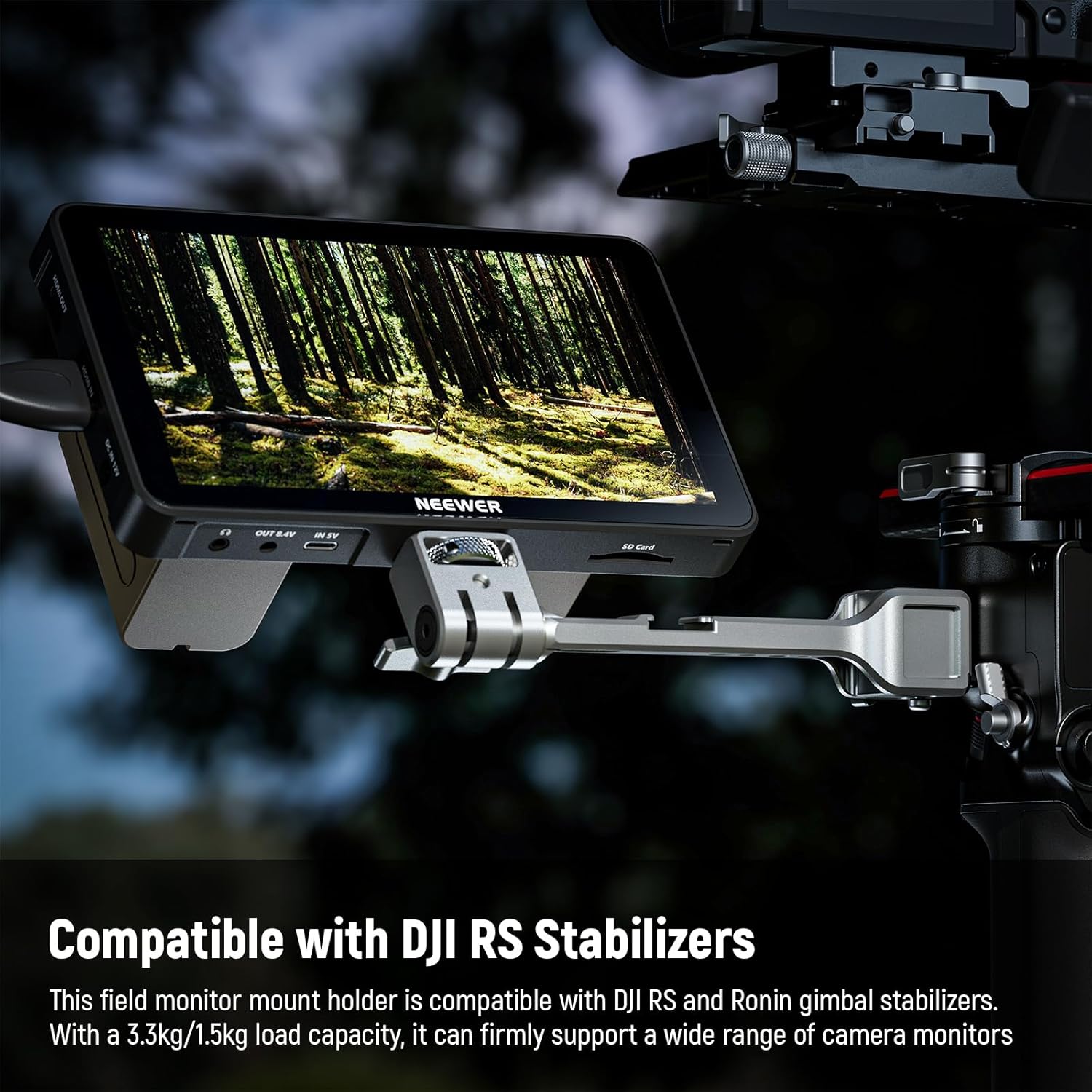 NEEWER NATO Monitor Mount for RS Gimbal, 360° Rotatable Field Monitor Holder with NATO Clamp, Cold Shoe, 1/4" Threads, Compatible with DJI RS4 RS4 PRO RS 3 RS 3 PRO RS 2 RSC 2 Ronin-S Ronin-SC, GA021