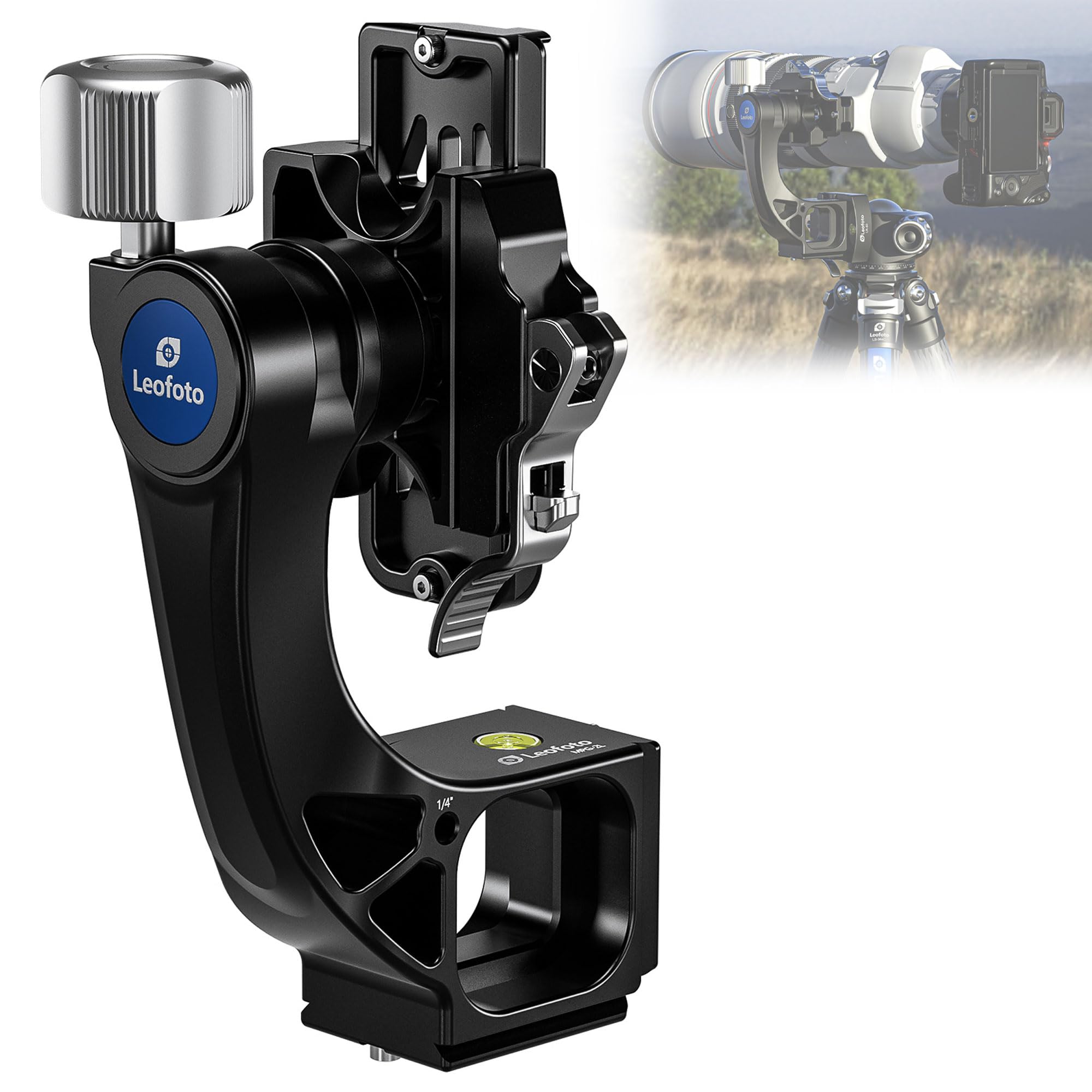Leofoto Gimbal Tripod Head, Aluminum Alloy Monopod Head Panoramic Tilt Quick Release Quick Release Buckle Conversion Head Accessories for DSLR/Camcorders, 3/8" Thread, Max Load 10KG/22.05lb (MPG-01)