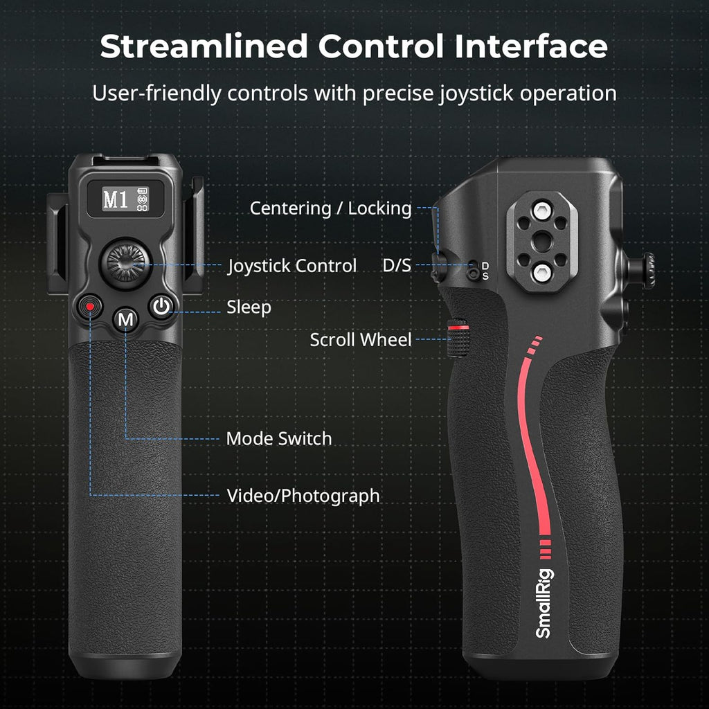 SMALLRIG Handle with Follow Focus for DJI RS 2 / RS 3 Pro/RS 4 / RS 4 Pro Gimbal Stabilizer, Handle with 1/4"-20 locating Holes and a Cold Shoe Mount, Max Load 4.4lb