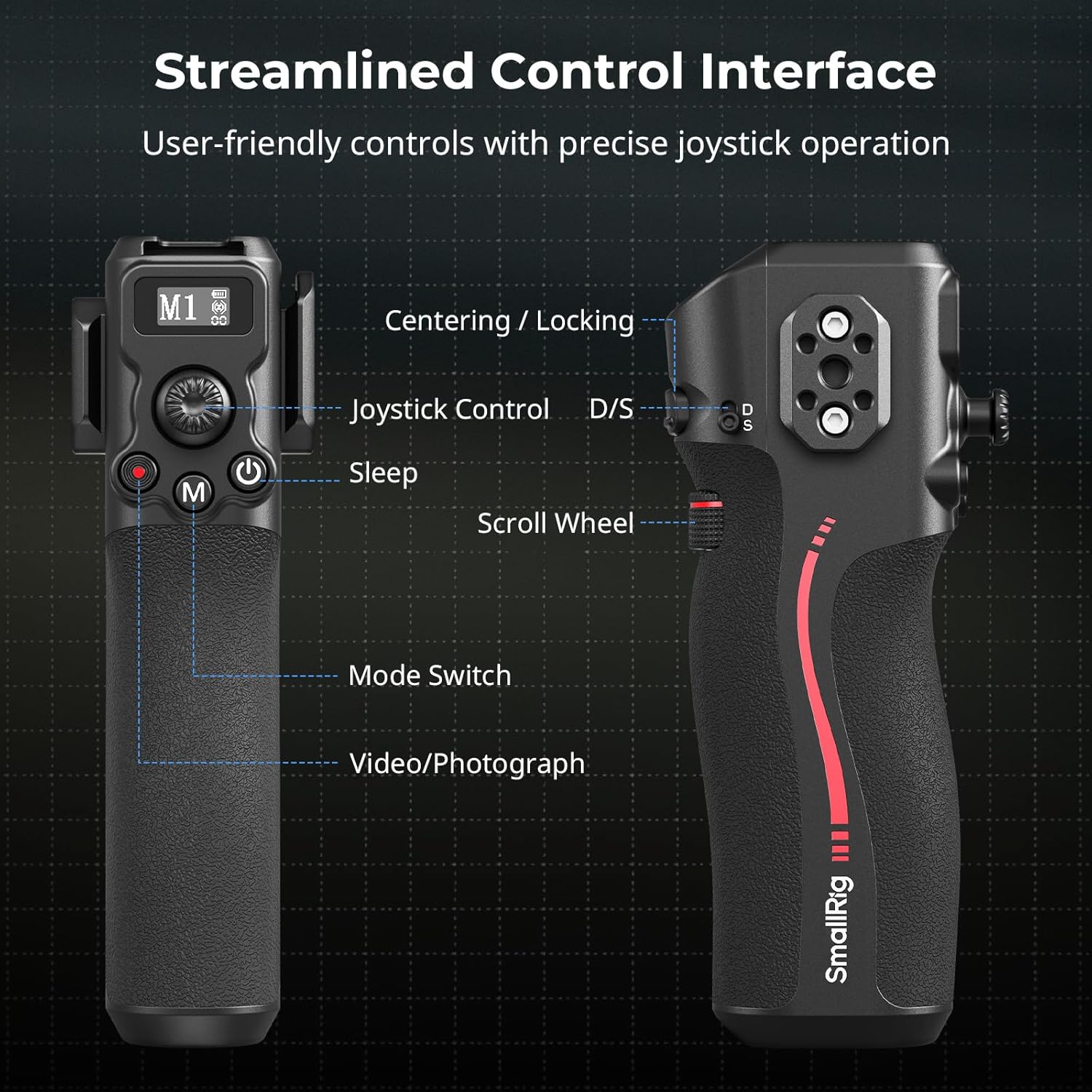 SMALLRIG Handle with Follow Focus for DJI RS 2 / RS 3 Pro/RS 4 / RS 4 Pro Gimbal Stabilizer, Handle with 1/4"-20 locating Holes and a Cold Shoe Mount, Max Load 4.4lb
