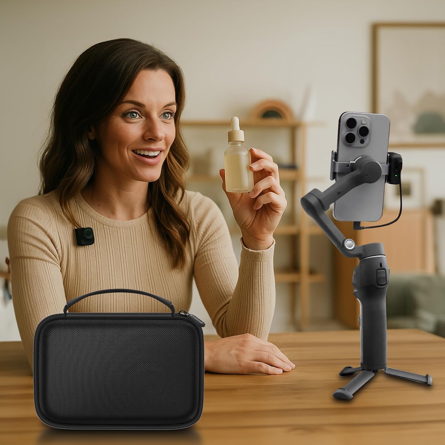 Comecase Osmo Mobile 7P Case Compatible with DJI Osmo OM 7 Pro/7 Gimbal Stabilizer, Travel Bag with Mesh Pocket & Sponge Padding for DJI Osmo Mobile 7/7P Accessories -Black