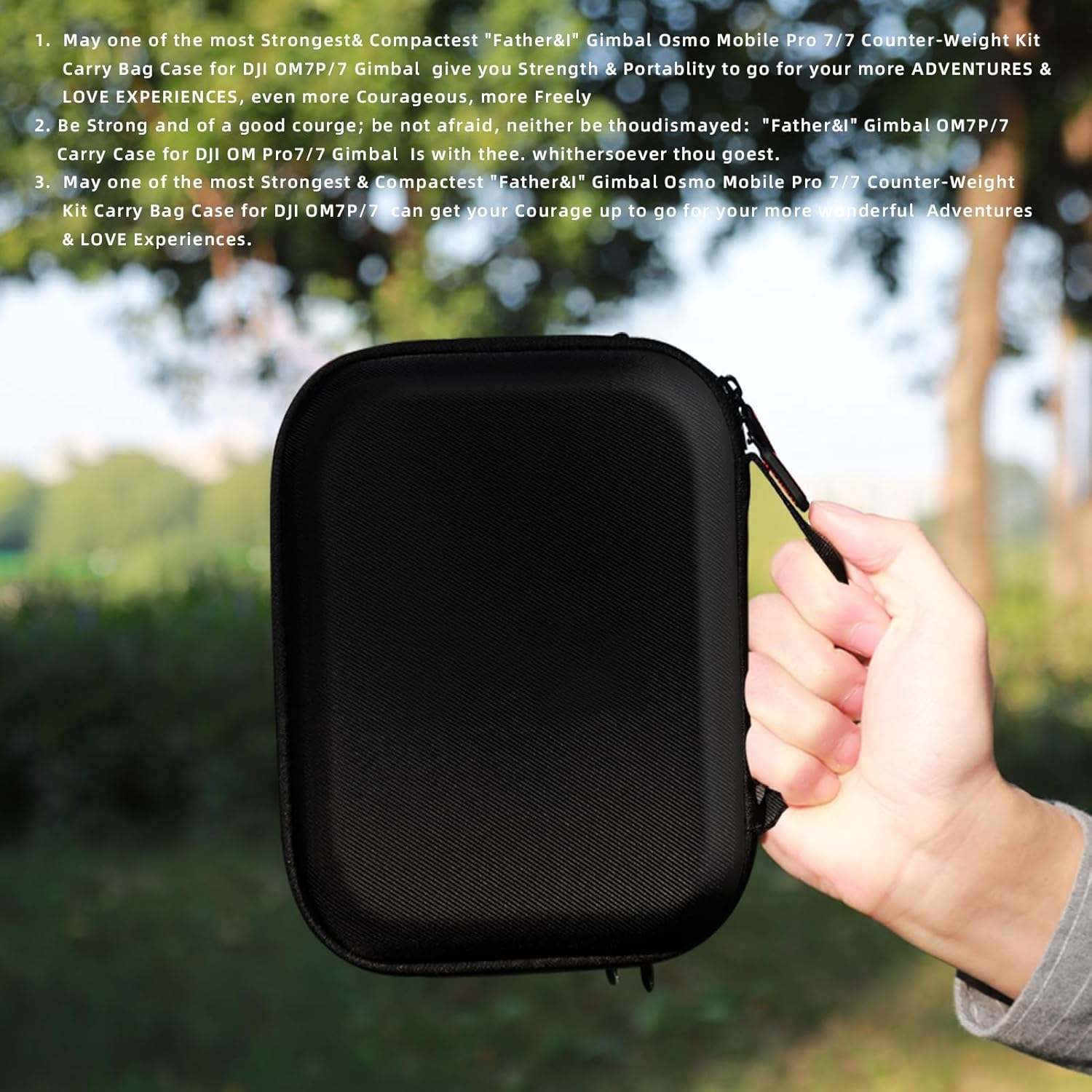 Father&I Gimbal Osmo Mobile 7P/7 Stabilizer Accessories Only (Carry-ing) Protective Case Carrier Hard Storage Bag Holder for DJI Osmo Mobile 7 Pro/7 Counter Weight Crossbody&2Way Zipper, Black