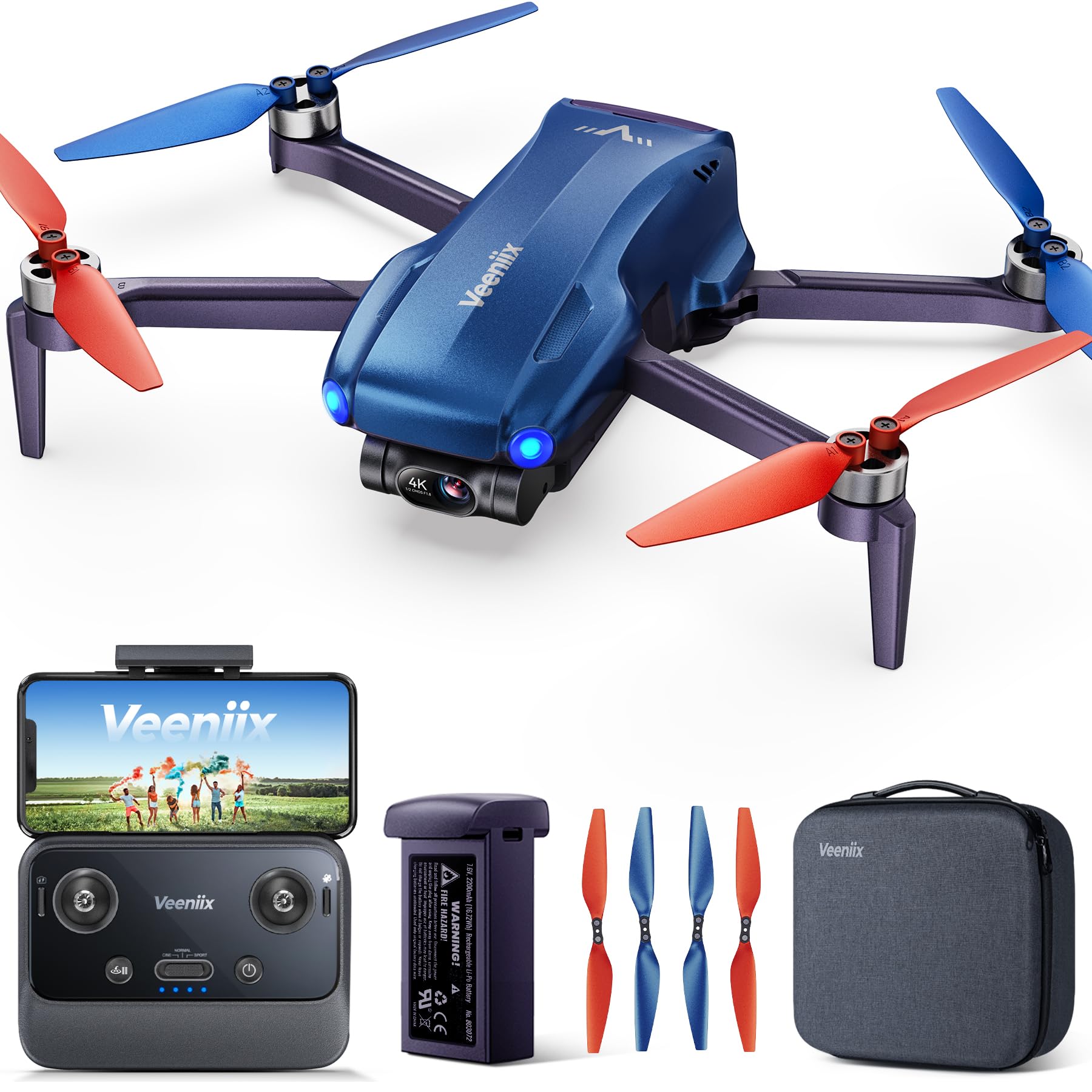 V11MINI 4K,Drones with Camera for Adults 4K Video 8K Photo,Under 249g,3-Axis Gimbal,20000ft FPV Transmission,Vertical Shooting,GPS with Beeper,for Adults,Beginner,Fly More Combo(96-Min Flight)