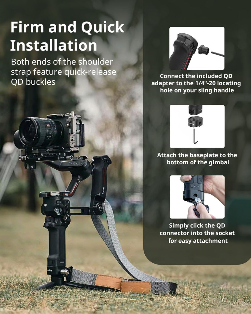 SmallRig RS3 RS2 Weight-Reducing Shoulder Strap Compatible with Sling Handle for DJI, Gimbal Belt with Upgraded QD Quick Release Buckles for DJI RS4 / RS4 Pro/RS 3 / RS 3 Pro/RS 2