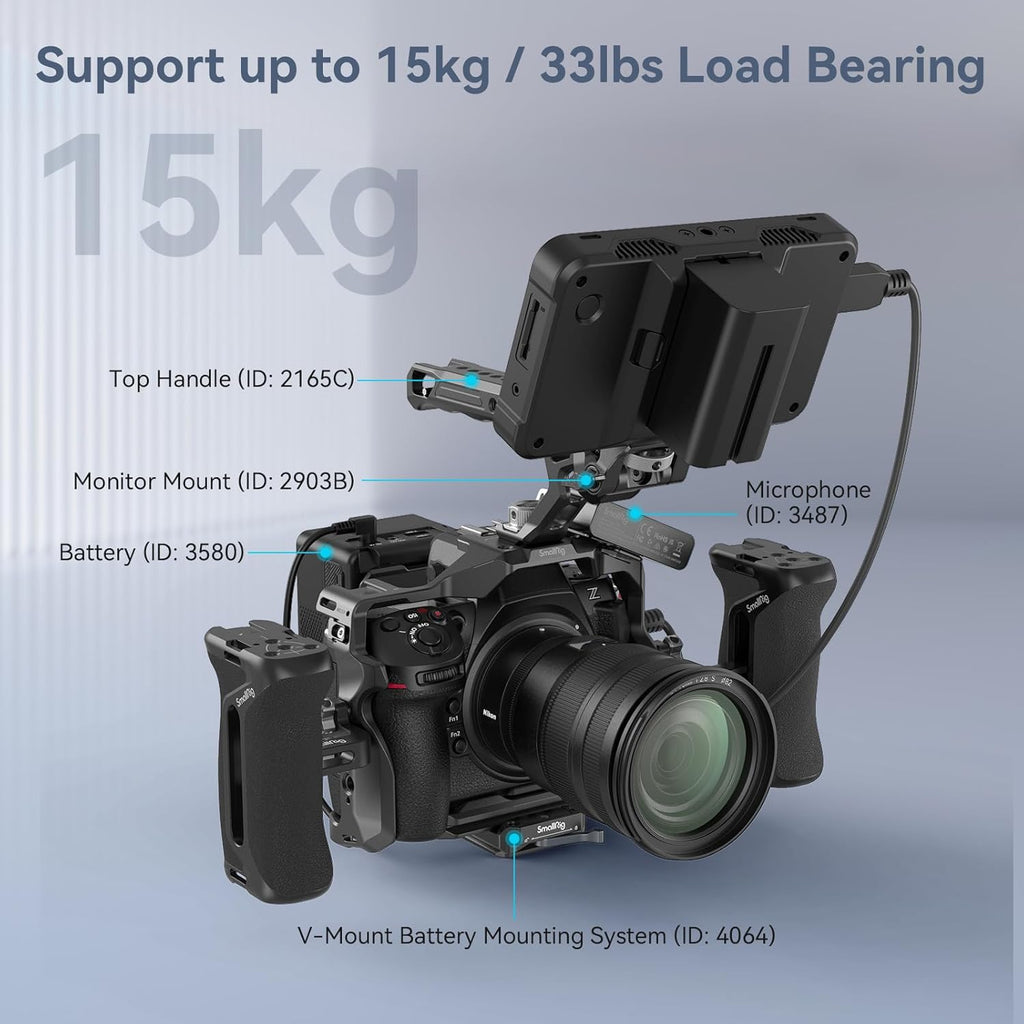 SmallRig Aluminum Side Handle for Camera Cages, Universal Ergonomic Side Handgrip with Bulit-in 1/4"-20 Locating Hole, Strap Hole, Cold Shoe, 36mm Up/Down Adjustable