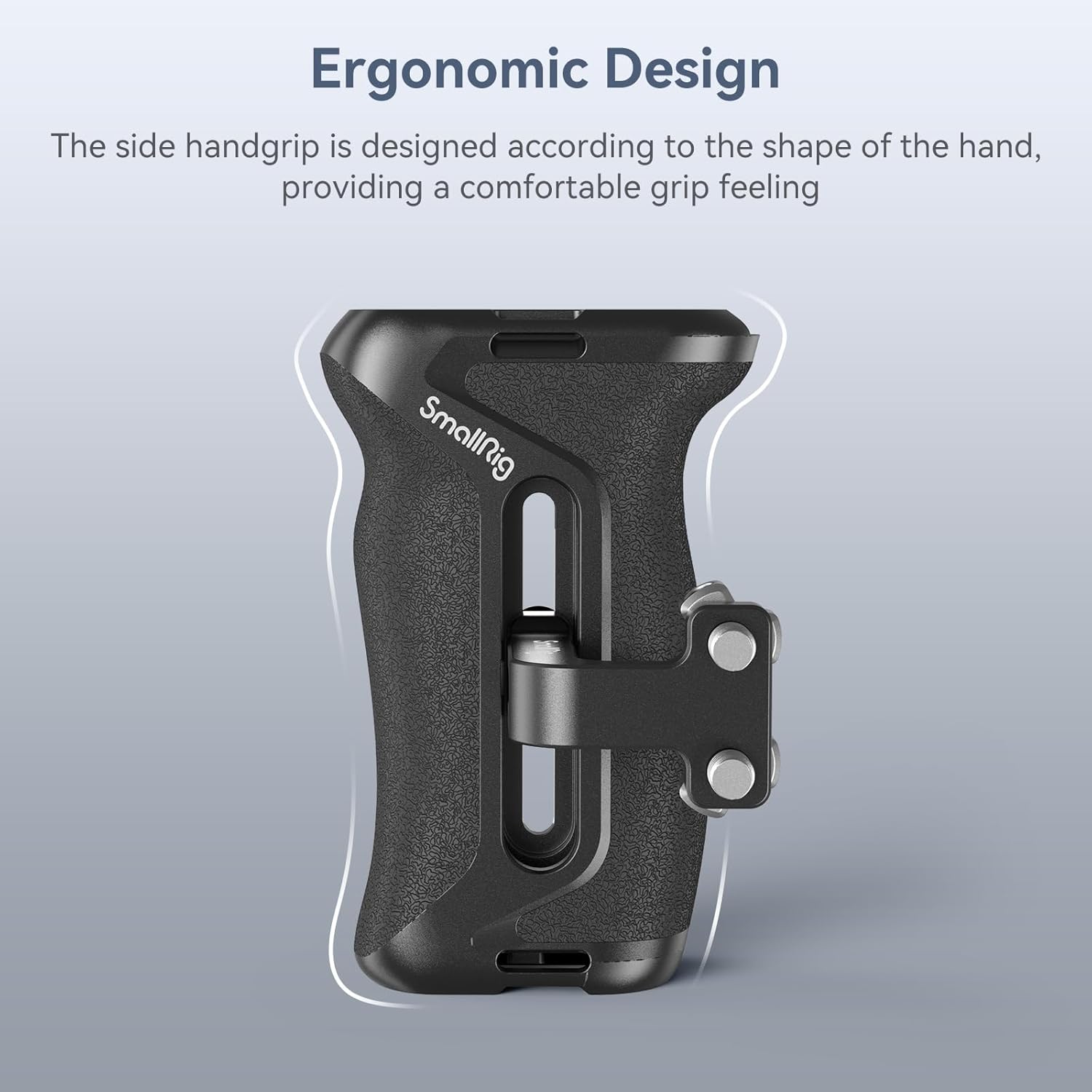 SmallRig Aluminum Side Handle for Camera Cages, Universal Ergonomic Side Handgrip with Bulit-in 1/4"-20 Locating Hole, Strap Hole, Cold Shoe, 36mm Up/Down Adjustable