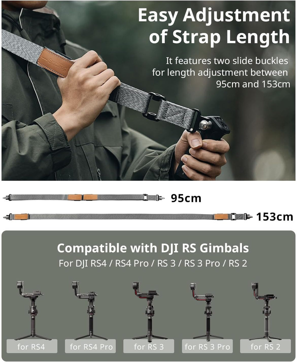 SmallRig RS3 RS2 Weight-Reducing Shoulder Strap Compatible with Sling Handle for DJI, Gimbal Belt with Upgraded QD Quick Release Buckles for DJI RS4 / RS4 Pro/RS 3 / RS 3 Pro/RS 2