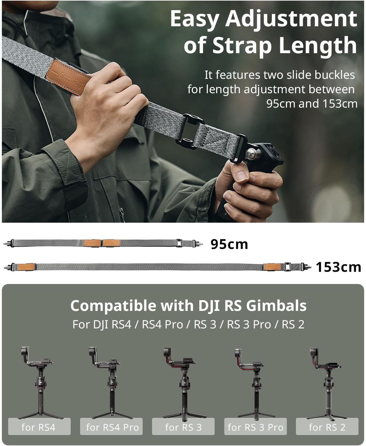 SmallRig RS3 RS2 Weight-Reducing Shoulder Strap Compatible with Sling Handle for DJI, Gimbal Belt with Upgraded QD Quick Release Buckles for DJI RS4 / RS4 Pro/RS 3 / RS 3 Pro/RS 2