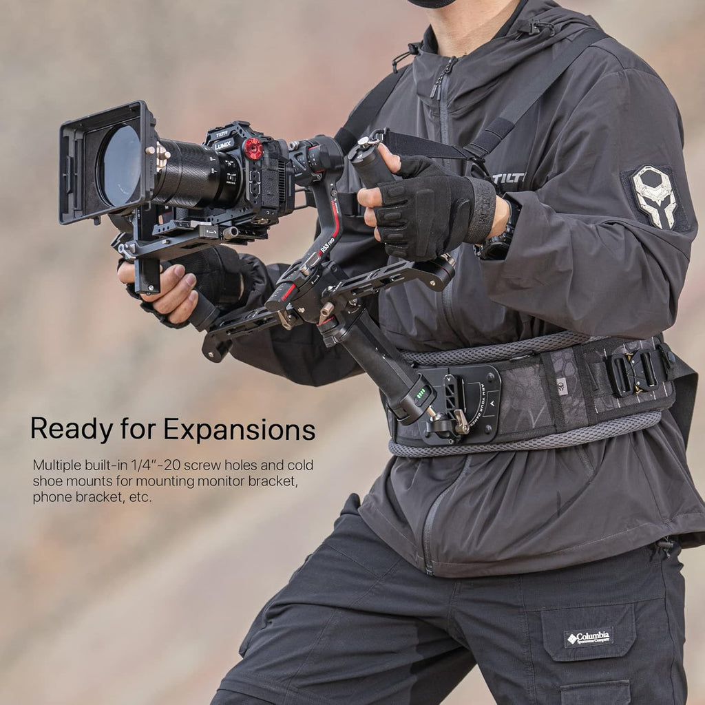 Tilta Lightweight Dual Handle Gimbal Support System | Compatible with DJI Ronin RS3 Pro/ RS4/ RS4 Pro | Ergonomic Support for Long Shoots | GSS-T04-DHB2 (Support Vest with Handles)