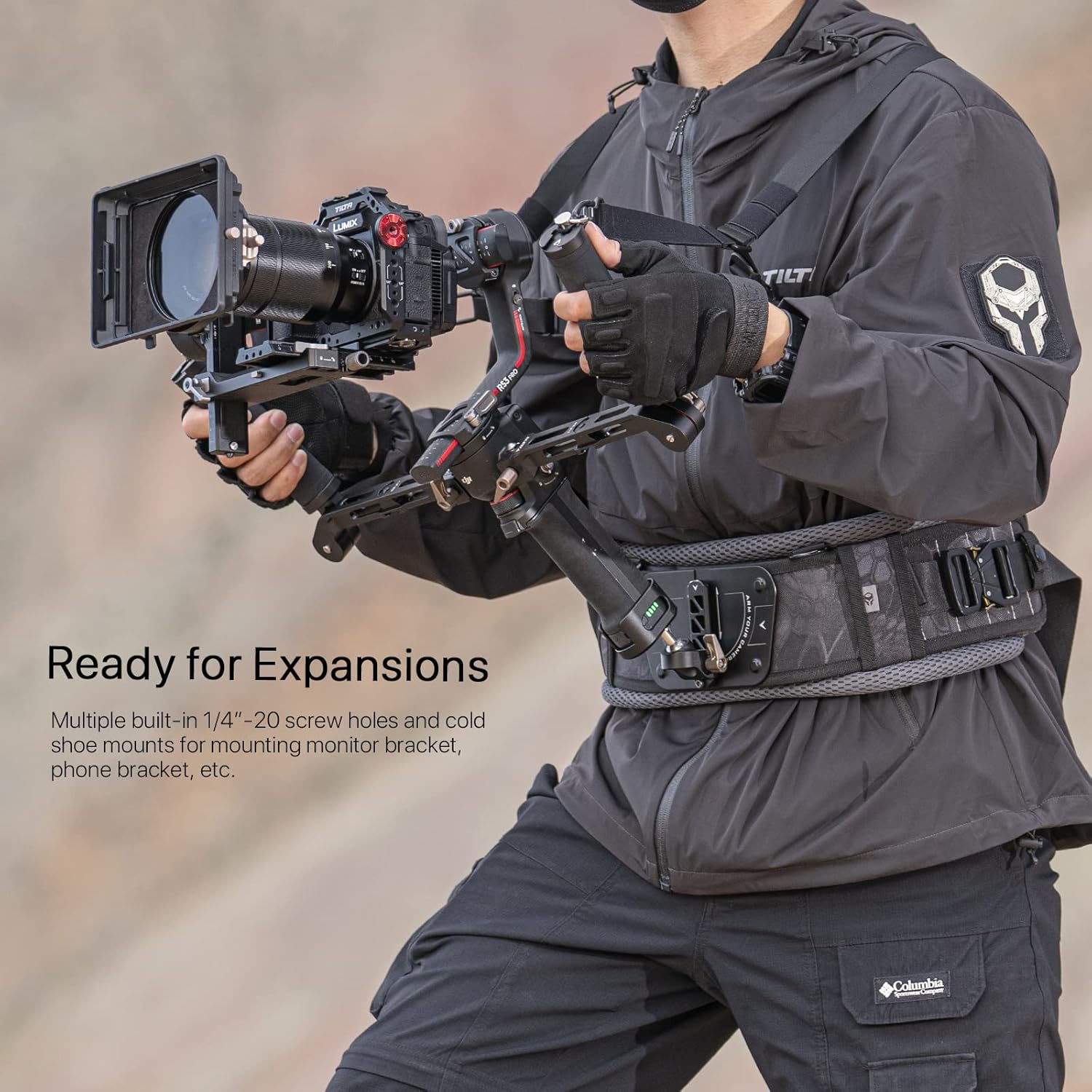 Tilta Lightweight Dual Handle Gimbal Support System | Compatible with DJI Ronin RS3 Pro/ RS4/ RS4 Pro | Ergonomic Support for Long Shoots | GSS-T04-DHB2 (Support Vest with Handles)