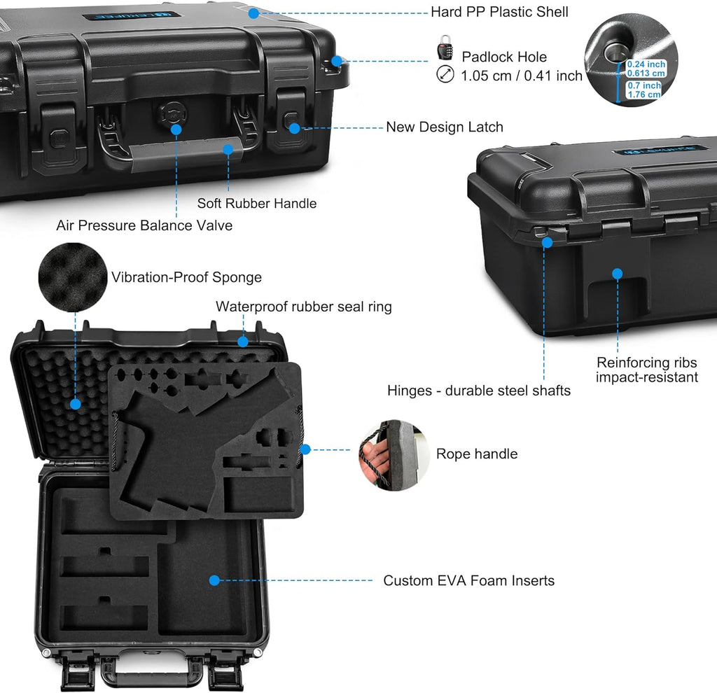 Lekufee Waterproof Hard Carrying Case for DJI RS 4 Mini, Combo, Gimbal Stabilizer, DJI Mic 3/2/Mic Mini, and More Accessories(Case Only)