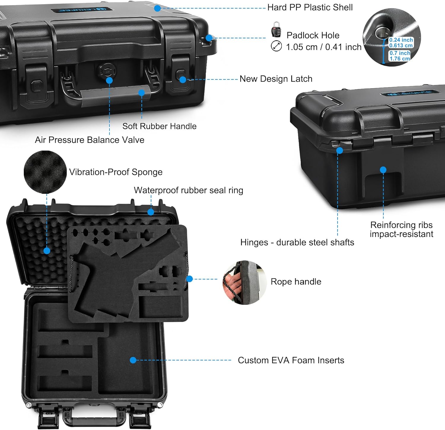 Lekufee Waterproof Hard Carrying Case for DJI RS 4 Mini, Combo, Gimbal Stabilizer, DJI Mic 3/2/Mic Mini, and More Accessories(Case Only)