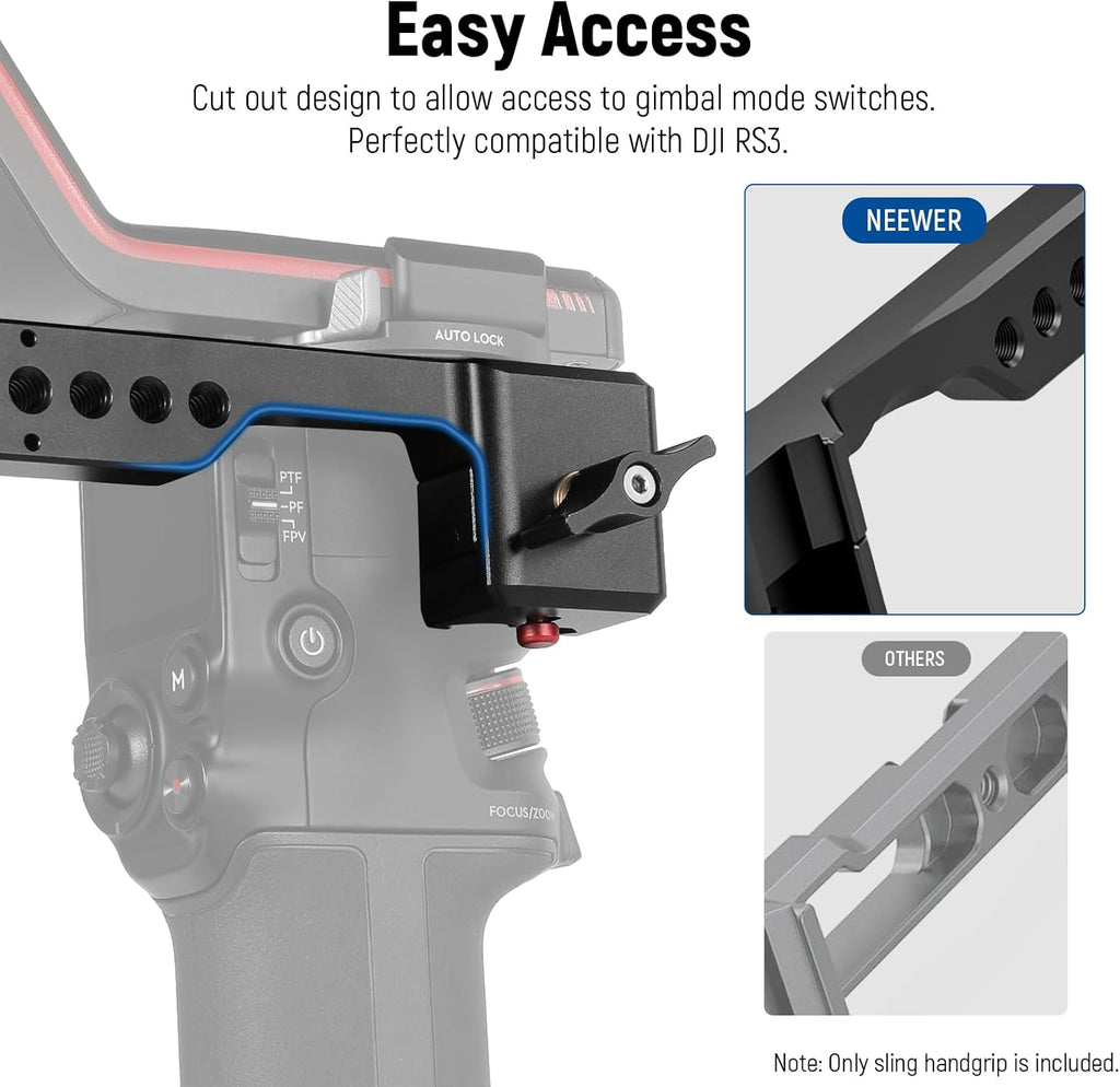 NEEWER Adjustable Sling Handle Grip Compatible with DJI Ronin RS4 RS3 Mini RS 3 Pro RS 2 RSC 2 Gimbal Stabilizer for Low Angle Shot, Max Load 13.2lb, ST49