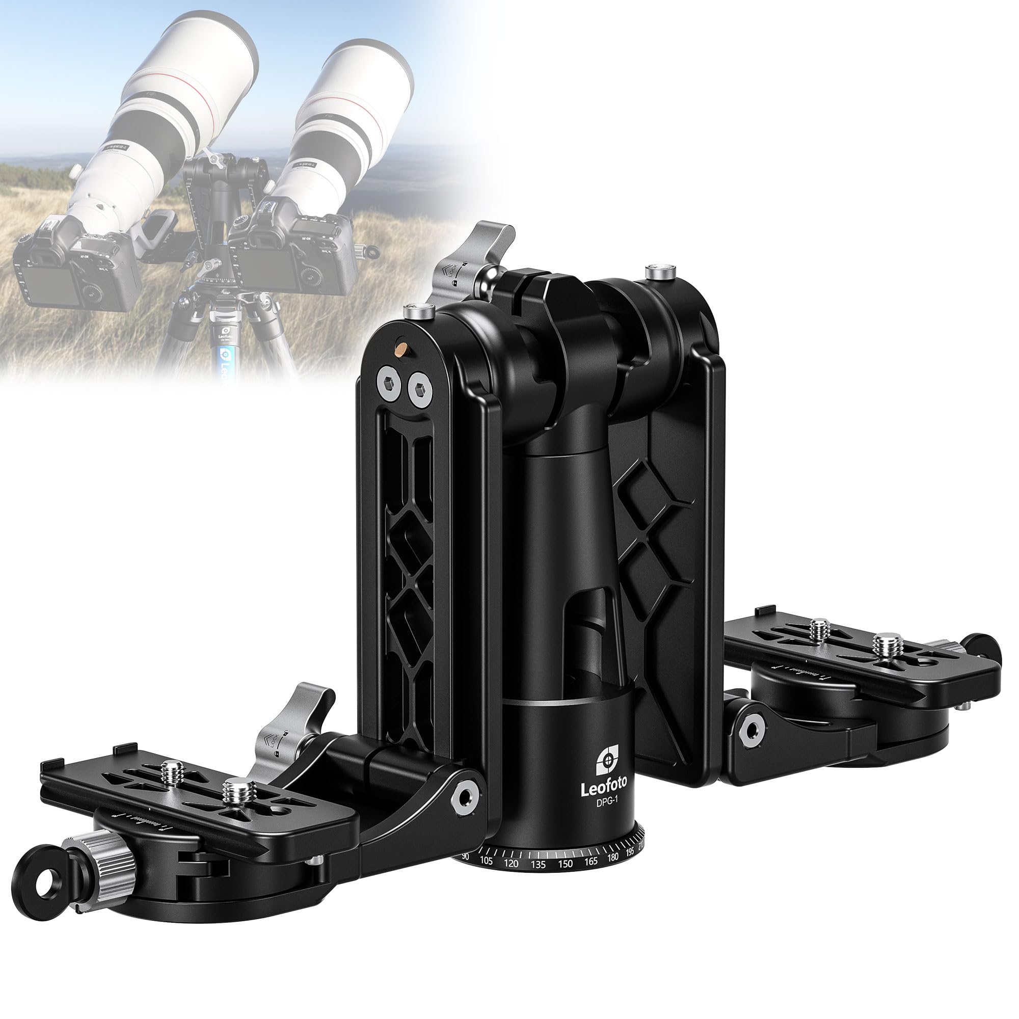 Leofoto Gimbal Tripod Head, Aluminum Alloy Monopod Head Panoramic Tilt Quick Release Quick Release Buckle Conversion Head Accessories for DSLR/Camcorders, 3/8" Thread, Max Load 10KG/22.05lb (MPG-01)