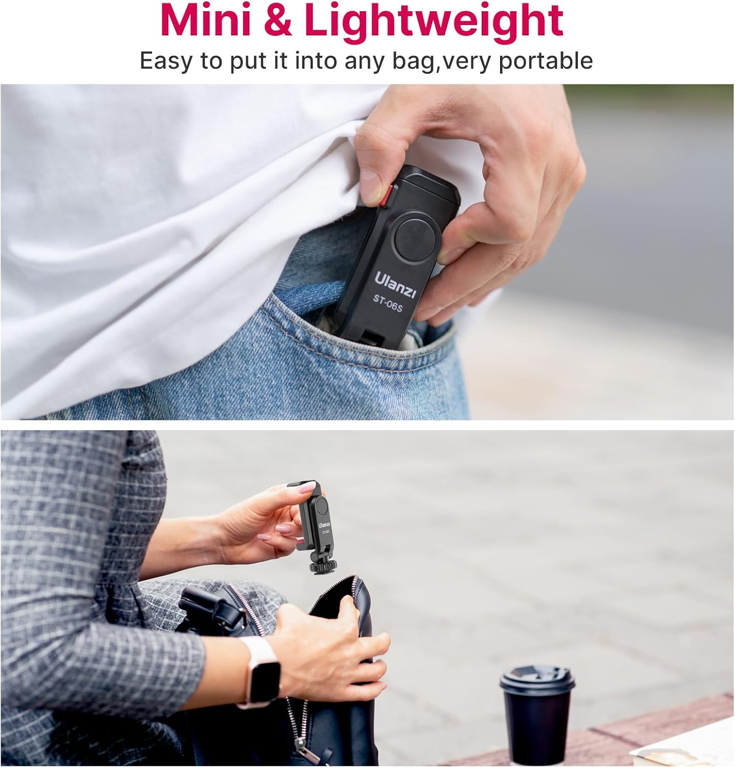 Phone Tripod Mount Holder for iPhone - ULANZI ST-06S Camera Hot 2 Cold Shoe Phone Mount Compatible for iPhone Android Sony Canon DJI Ronin S/SC Zhiyun Gimbals