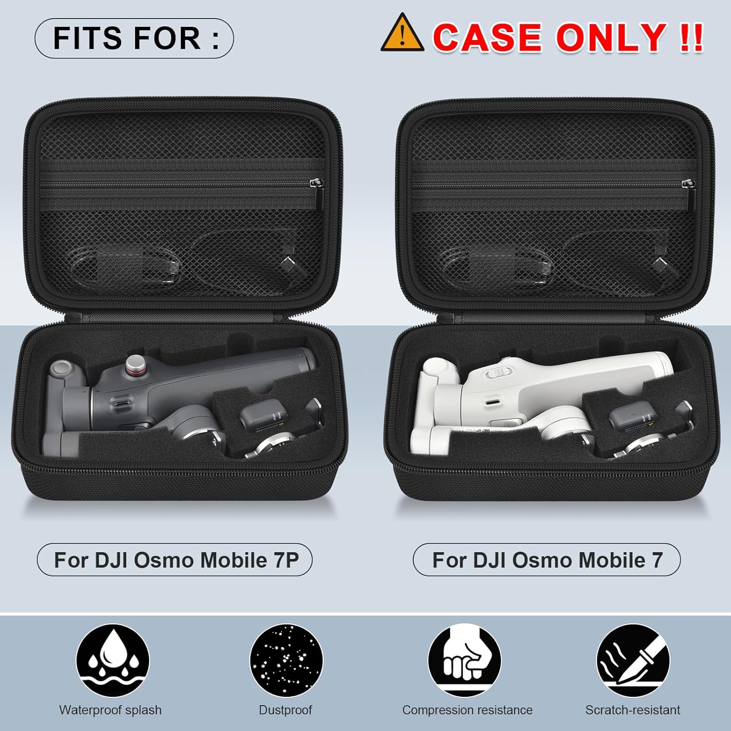Comecase Osmo Mobile 7P Case Compatible with DJI Osmo OM 7 Pro/7 Gimbal Stabilizer, Travel Bag with Mesh Pocket & Sponge Padding for DJI Osmo Mobile 7/7P Accessories -Black