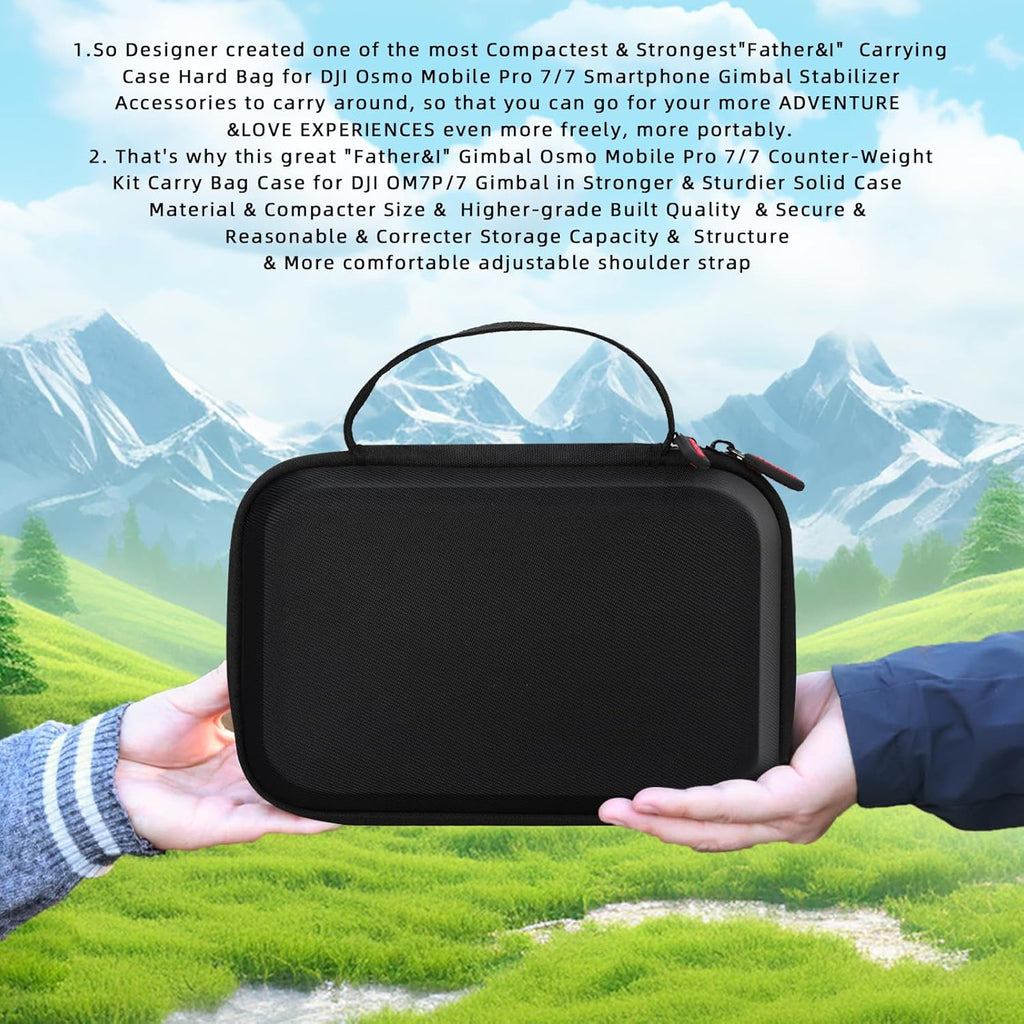 Father&I Gimbal Osmo Mobile 7P/7 Stabilizer Accessories Only (Carry-ing) Protective Case Carrier Hard Storage Bag Holder for DJI Osmo Mobile 7 Pro/7 Counter Weight Crossbody&2Way Zipper, Black