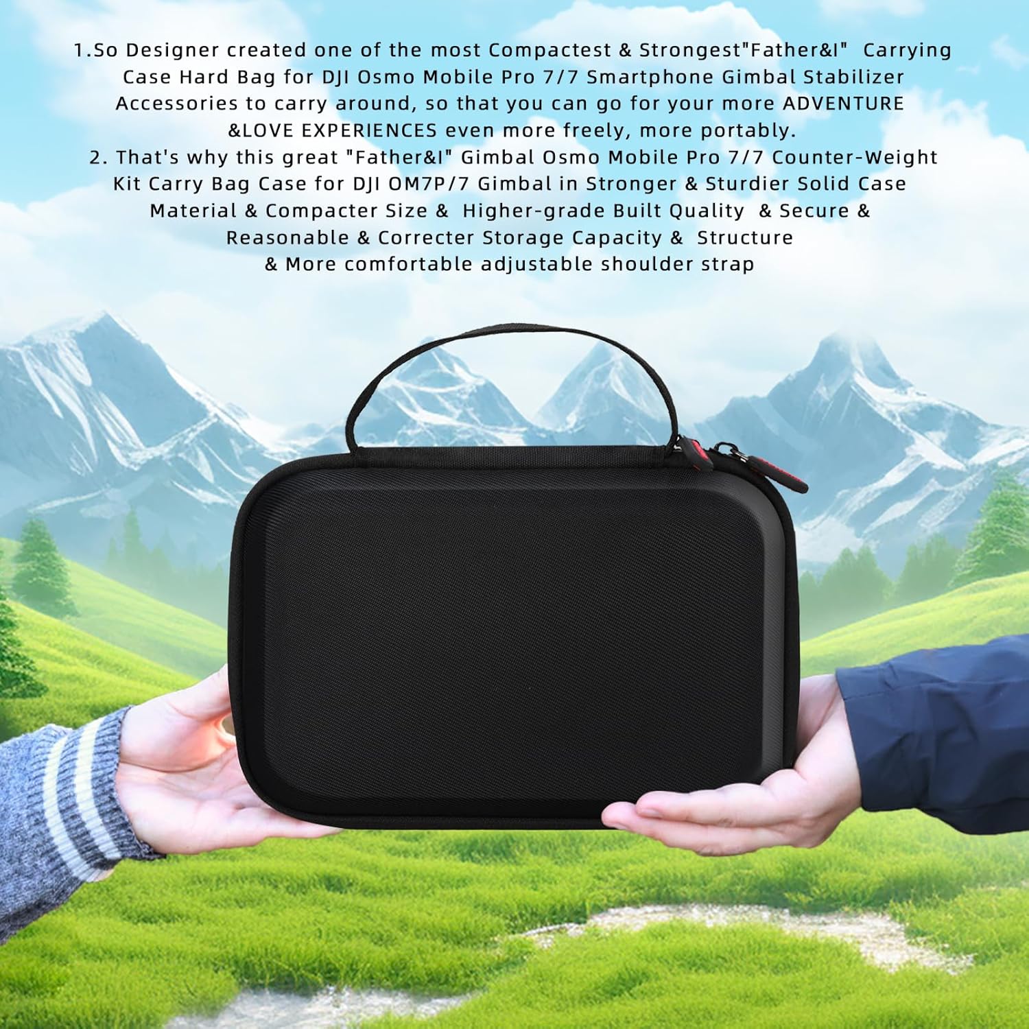 Father&I Gimbal Osmo Mobile 7P/7 Stabilizer Accessories Only (Carry-ing) Protective Case Carrier Hard Storage Bag Holder for DJI Osmo Mobile 7 Pro/7 Counter Weight Crossbody&2Way Zipper, Black