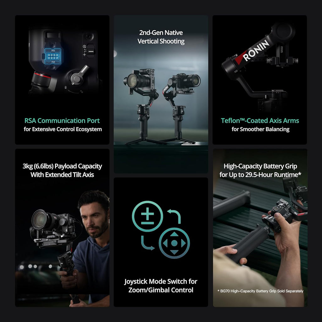 DJI RS 4 Combo, 3-Axis Gimbal Stabilizer for Cameras for DSLR and Mirrorless Camera Stabilizer Canon/Sony/Panasonic/Nikon/Fujifilm, Native Vertical Shooting, 2-Mode Switch Joystick, Camera Gimbal