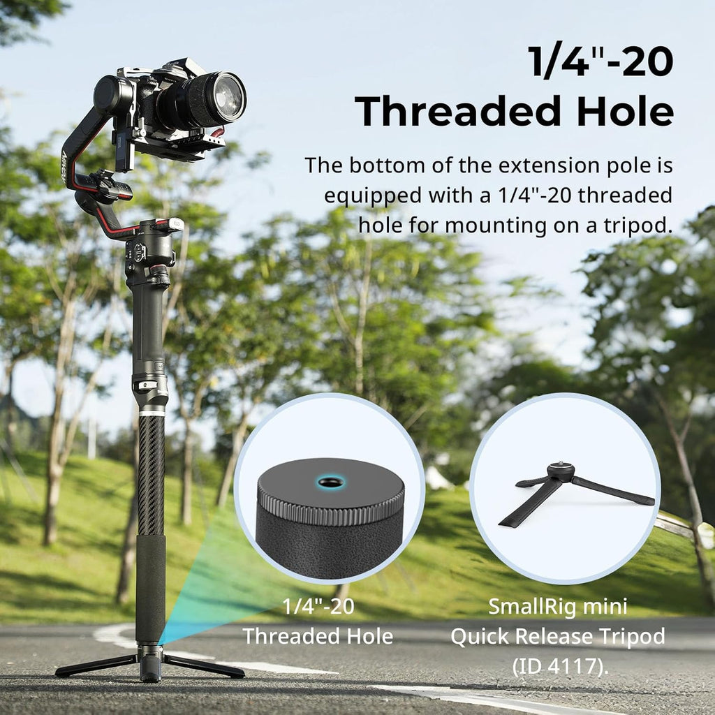 SmallRig Gimbal Extension Pole, 15" / 37cm Carbon Fiber Stabilizer Extension Arm with Anti-Deflection Baffle and 1/4-20" Screw for DJI RS 4 Mini/RS 4 / RS 4 Pro/RS 3 / RS 3 Pro/RS 3 mini/RS 2