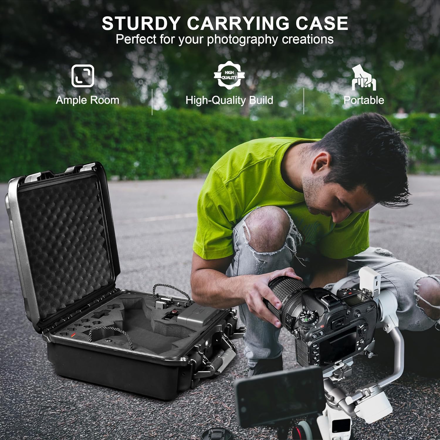 Lekufee Waterproof Hard Carrying Case for DJI RS 4 Mini, Combo, Gimbal Stabilizer, DJI Mic 3/2/Mic Mini, and More Accessories(Case Only)