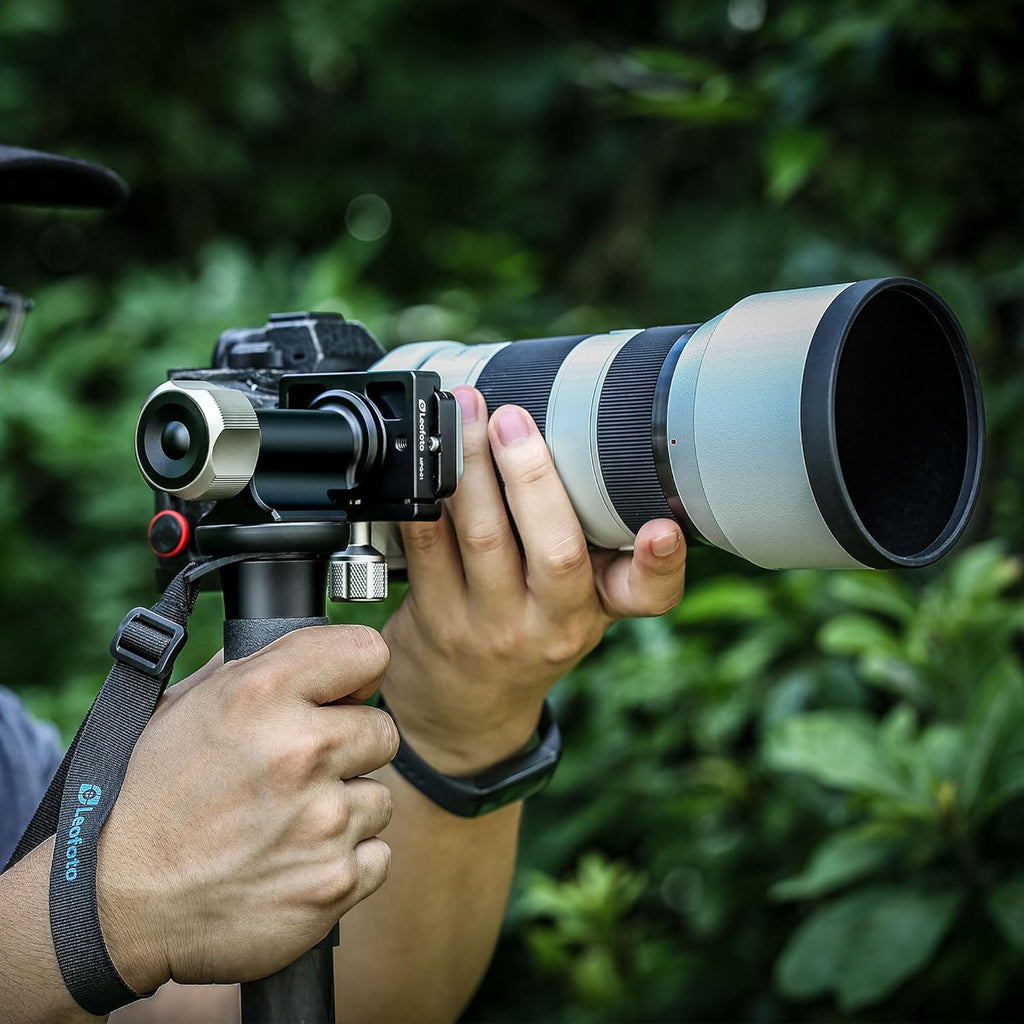 Leofoto Gimbal Tripod Head, Aluminum Alloy Monopod Head Panoramic Tilt Quick Release Quick Release Buckle Conversion Head Accessories for DSLR/Camcorders, 3/8" Thread, Max Load 10KG/22.05lb (MPG-01)