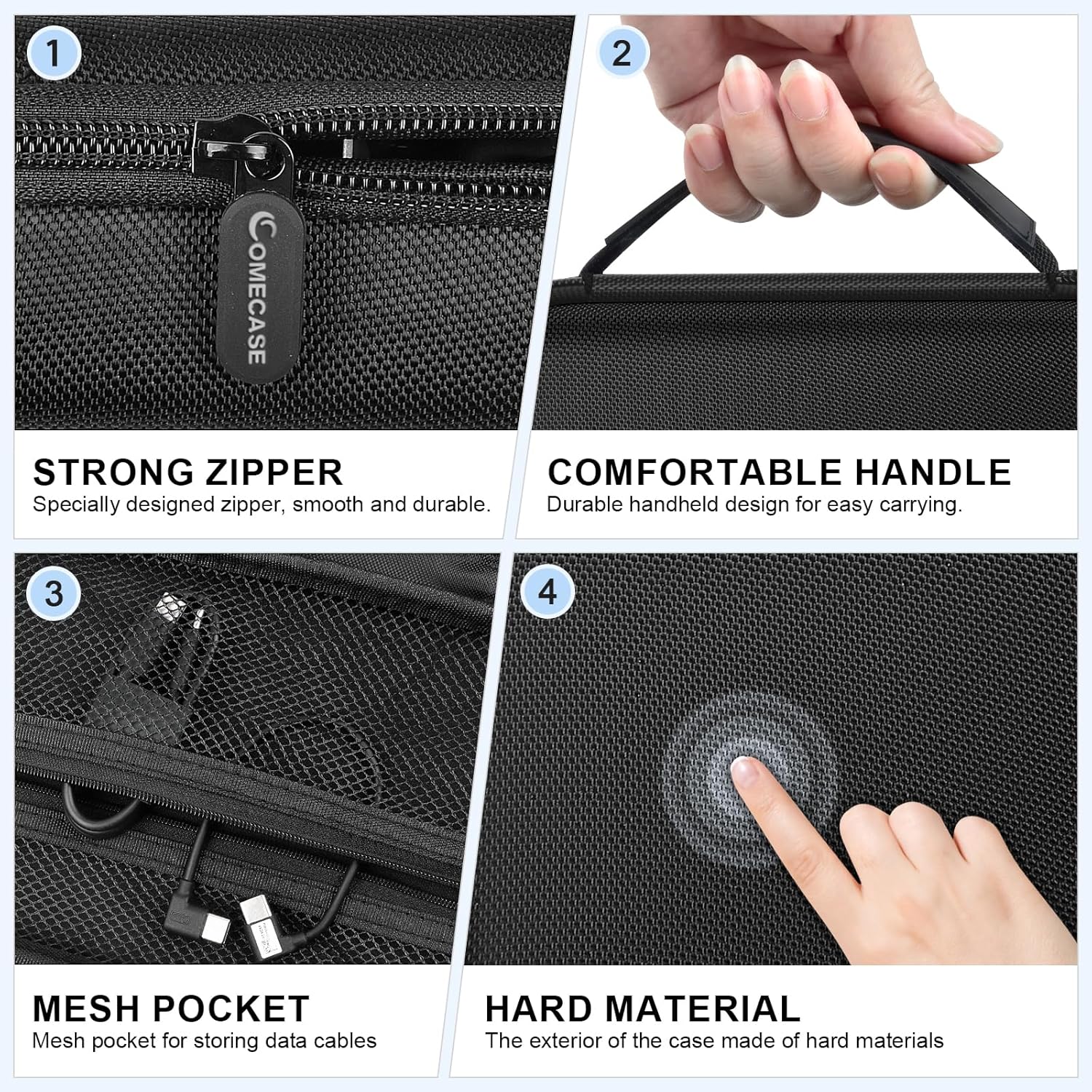 Comecase Osmo Mobile 7P Case Compatible with DJI Osmo OM 7 Pro/7 Gimbal Stabilizer, Travel Bag with Mesh Pocket & Sponge Padding for DJI Osmo Mobile 7/7P Accessories -Black